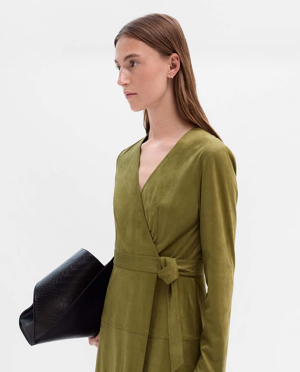 Suede dress with belt