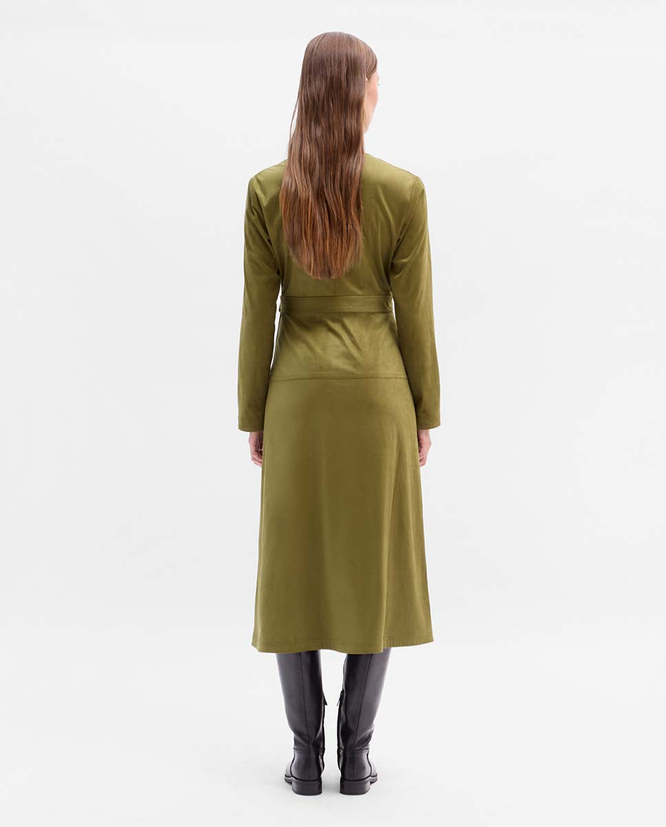 Suede dress with belt