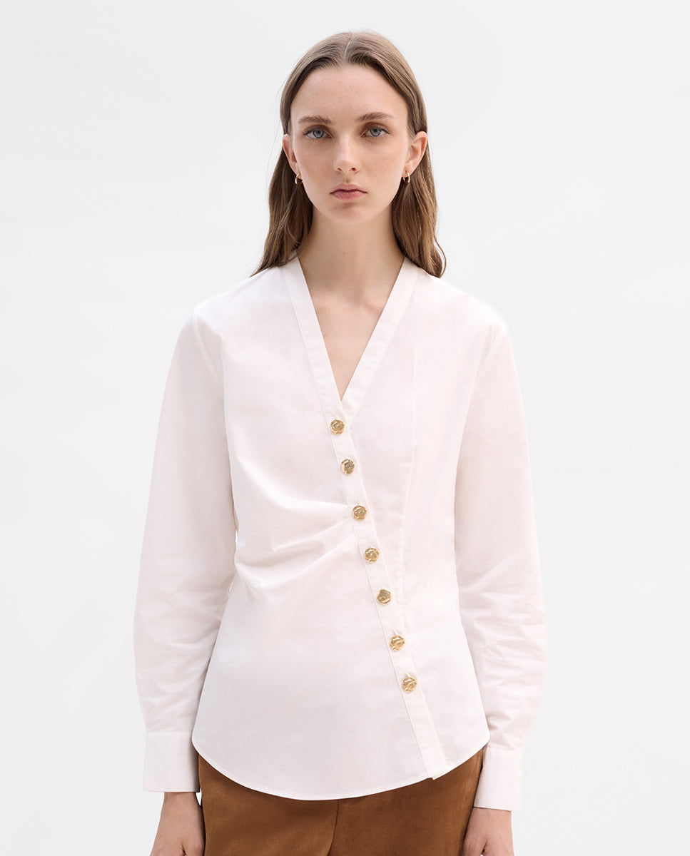 Button-down fitted blouse