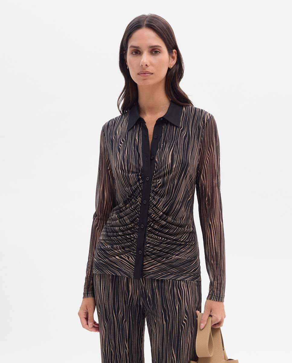 Printed tulle top
