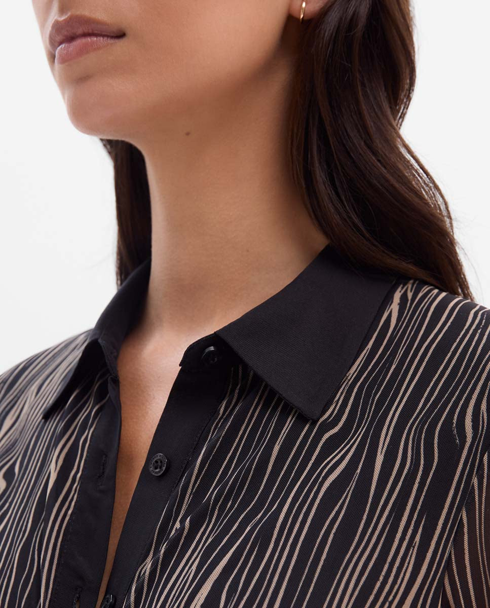 Printed tulle top