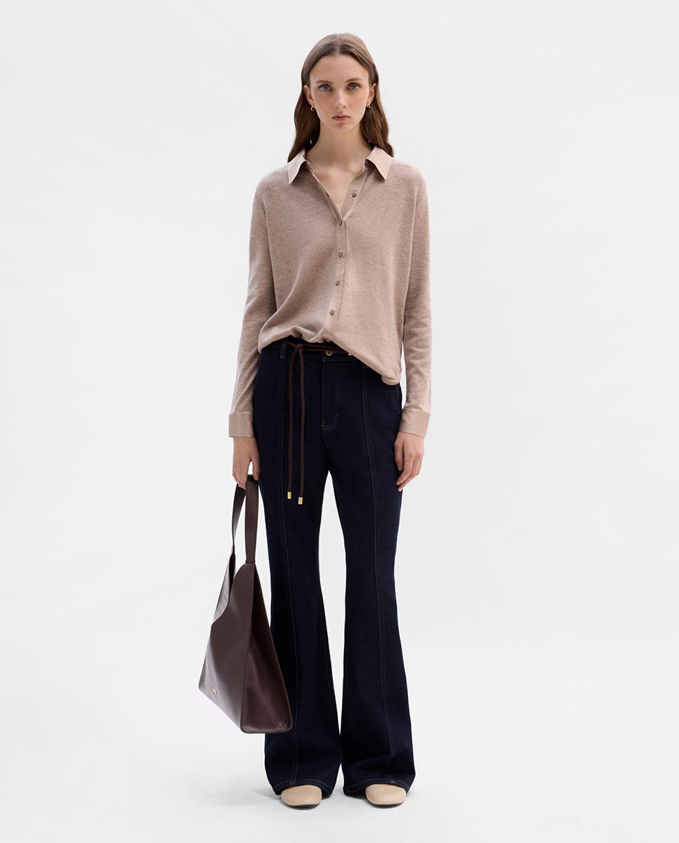 Combined knit shirt