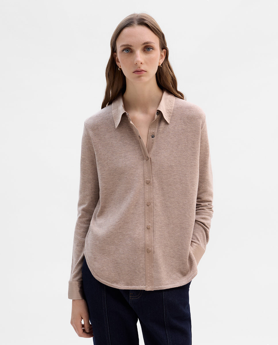 Combined knit shirt