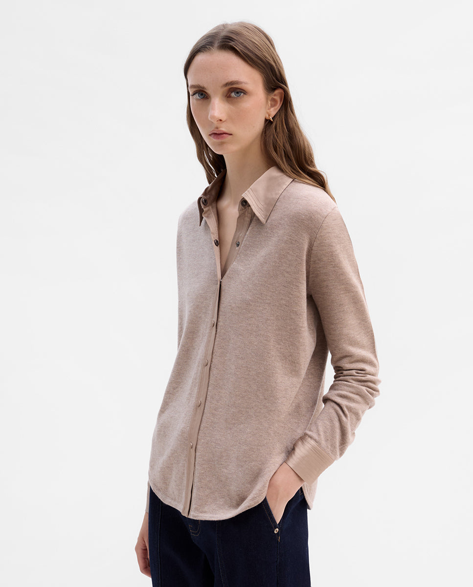 Combined knit shirt