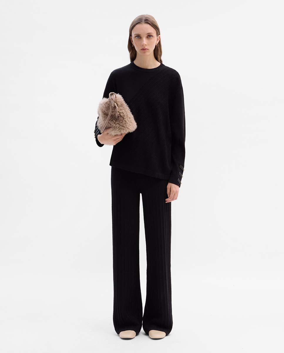 Textured knit trousers