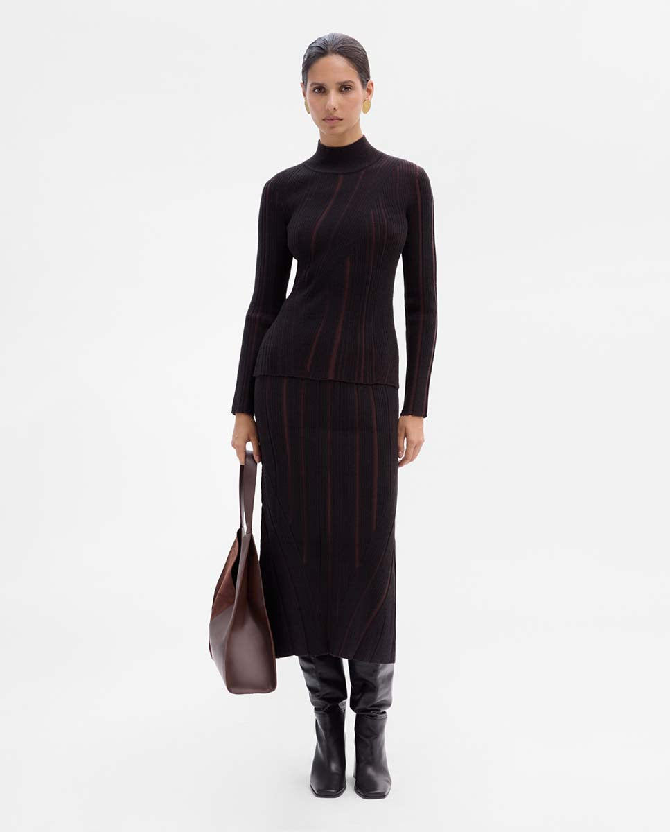 Ribbed pencil skirt