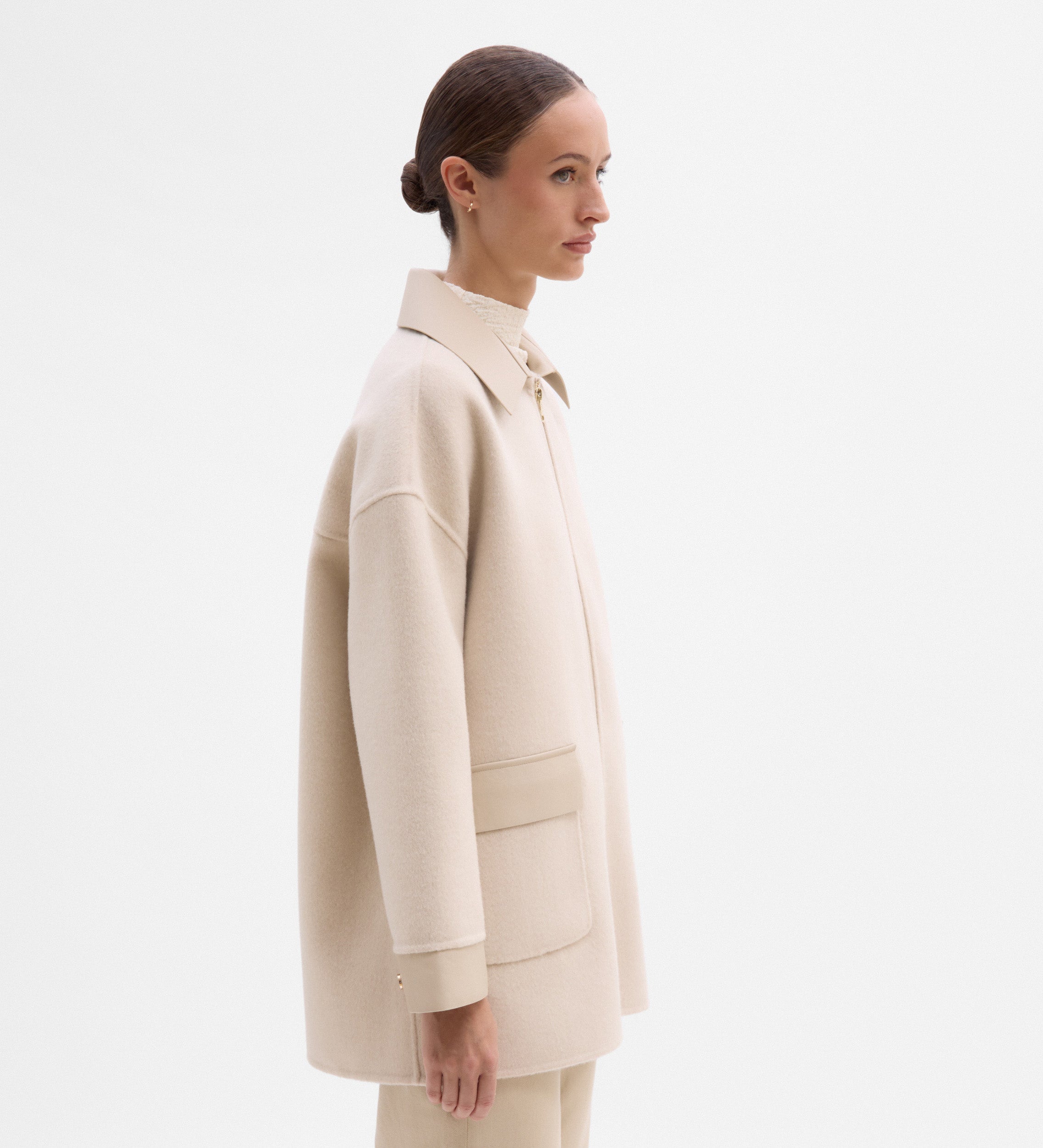 Chaquetón lana bimateria