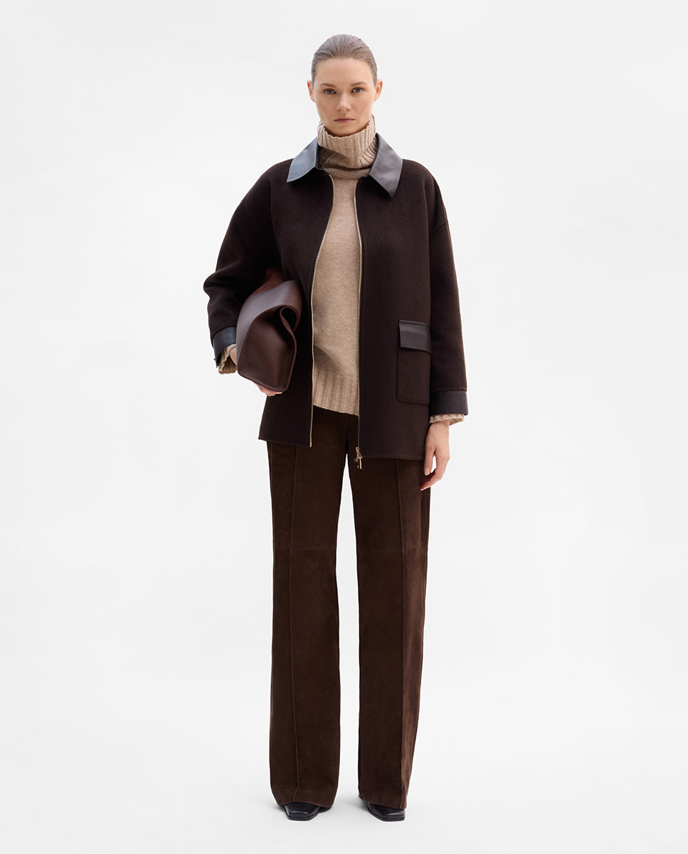 Bi-material wool jacket