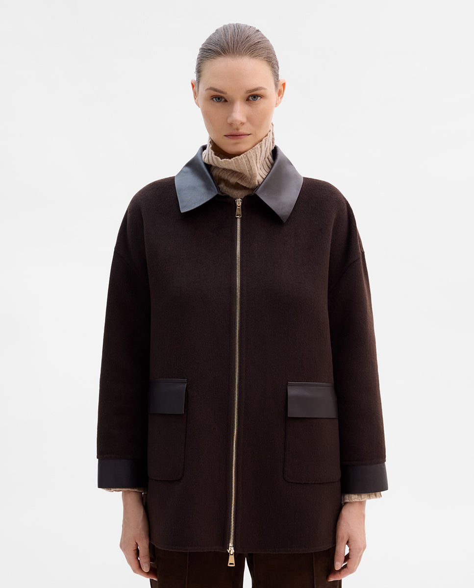 Bi-material wool jacket