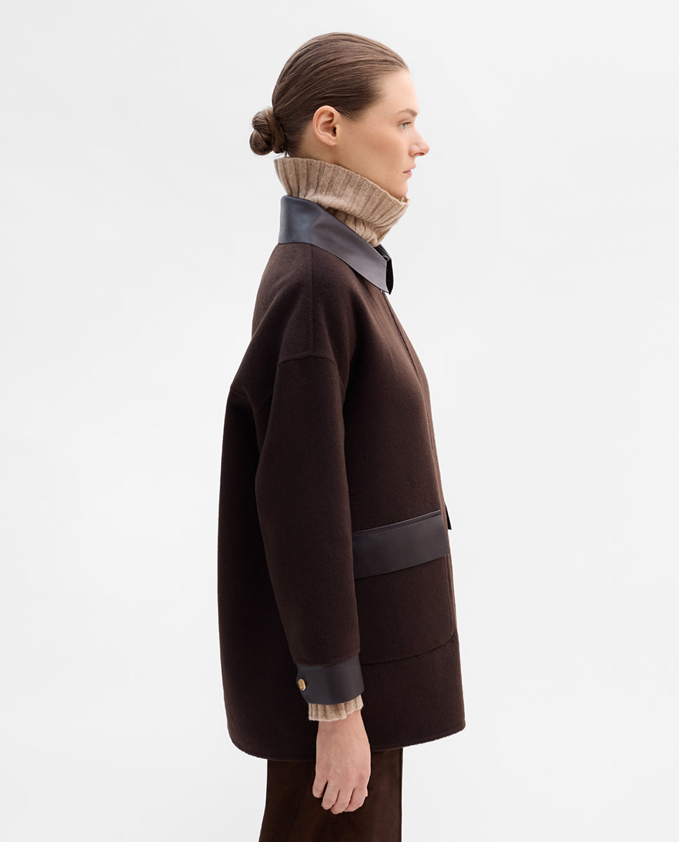 Bi-material wool jacket
