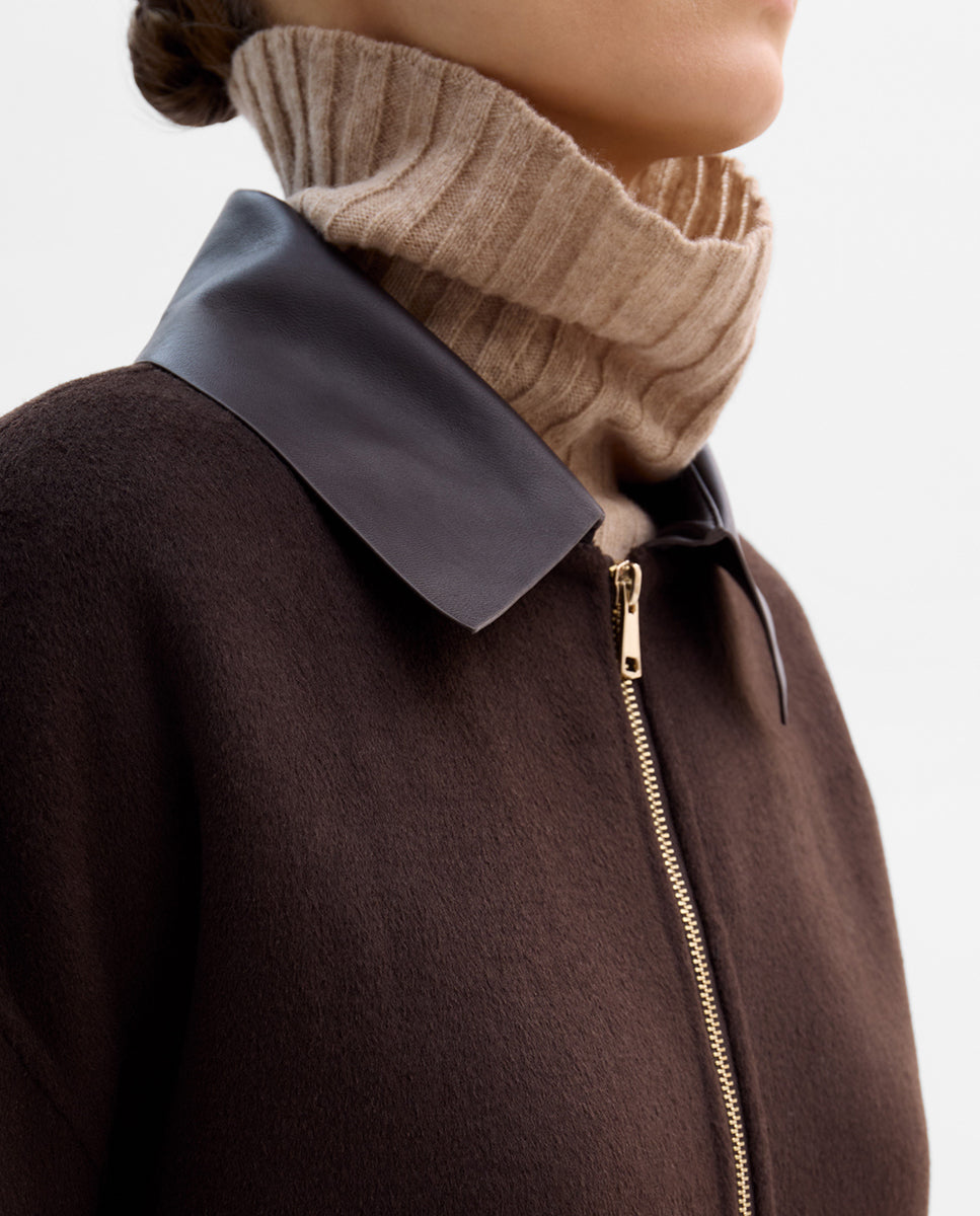 Bi-material wool jacket