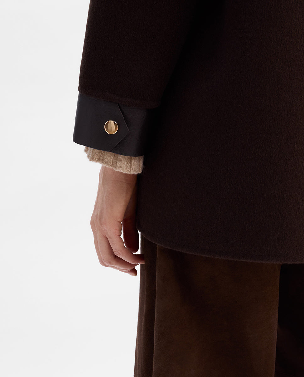 Bi-material wool jacket