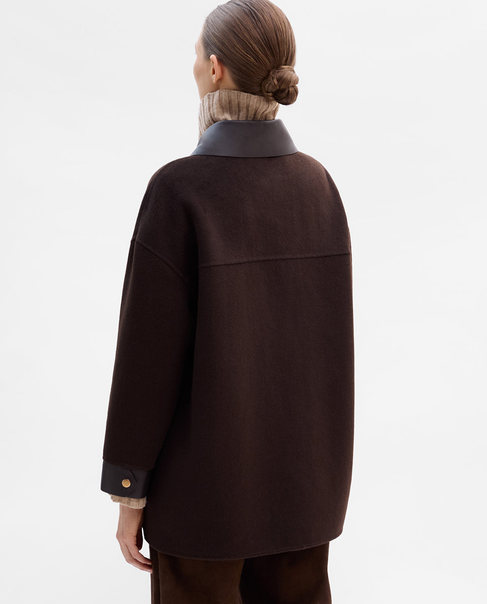 Bi-material wool jacket