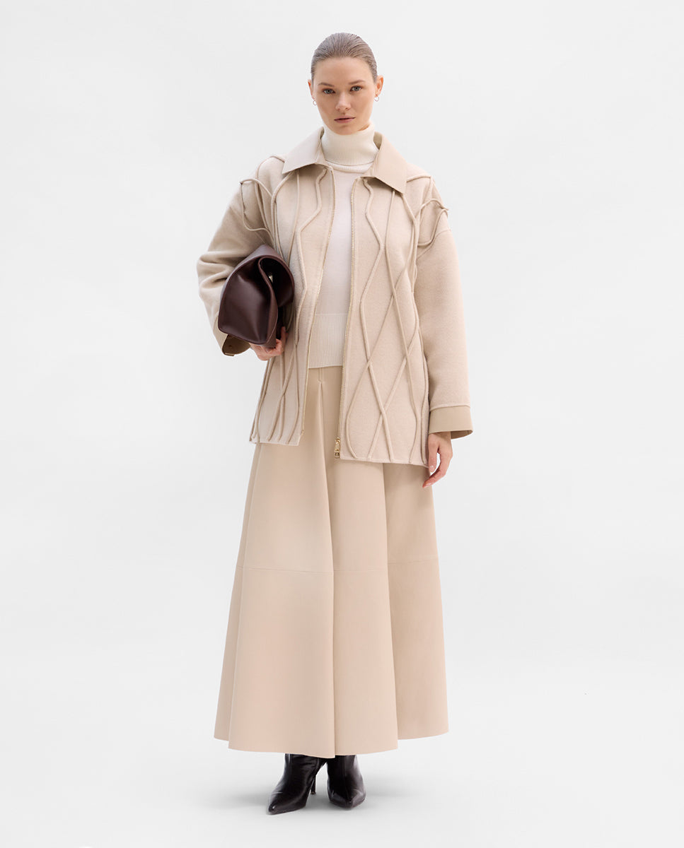 Bi-material wool jacket