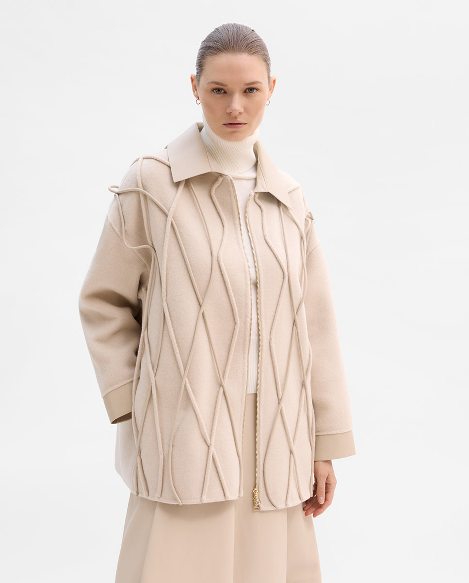 Bi-material wool jacket