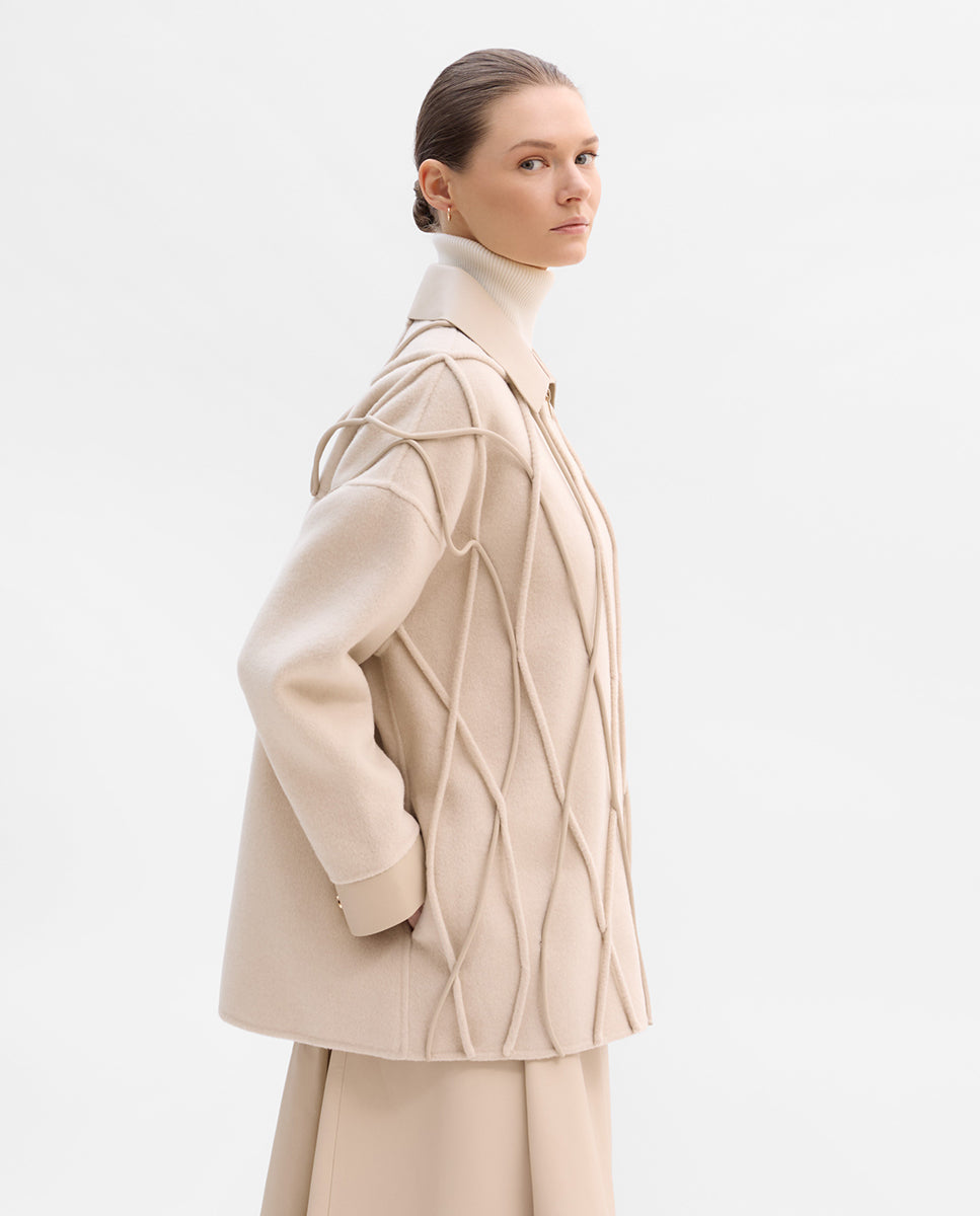Bi-material wool jacket