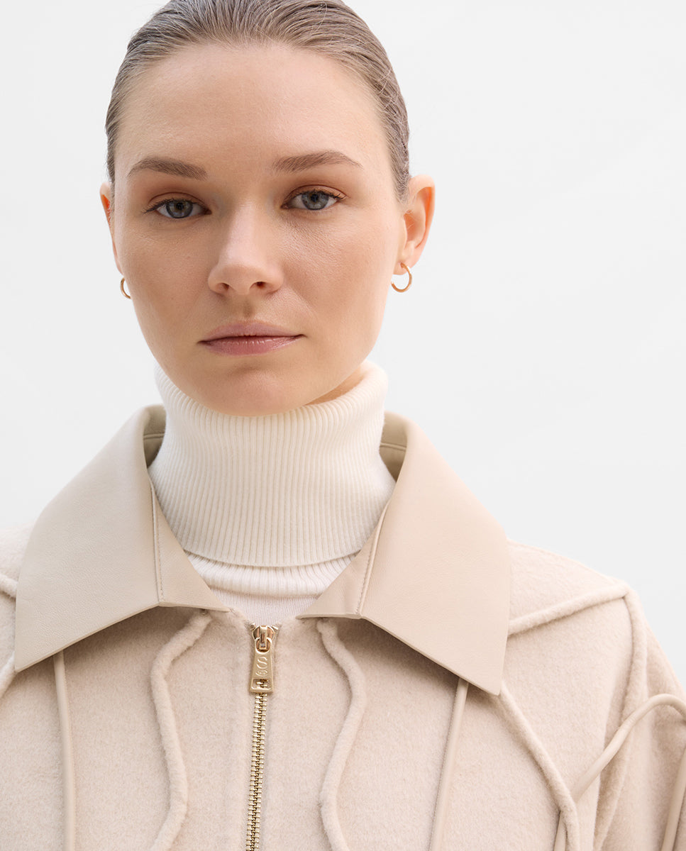 Bi-material wool jacket