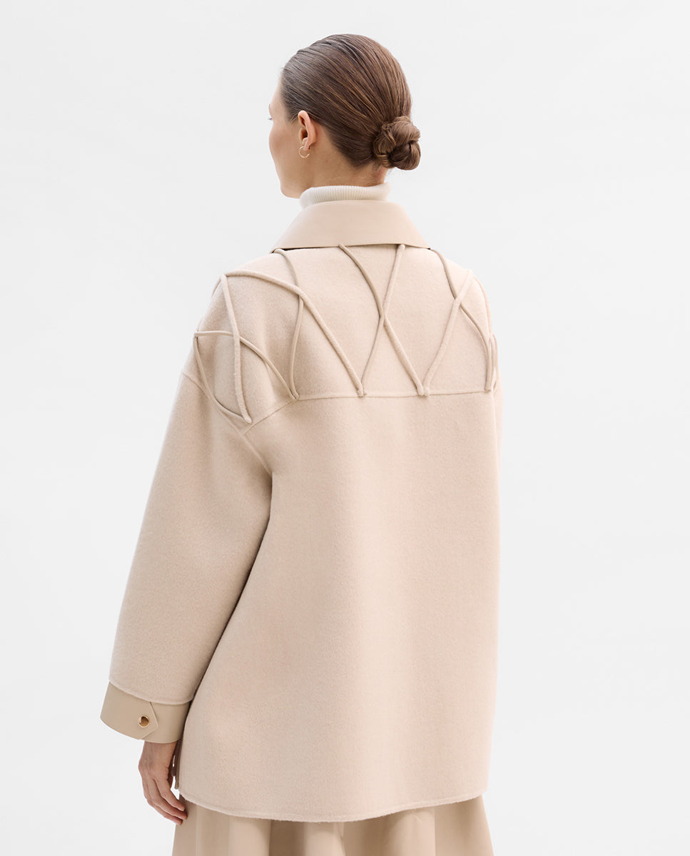 Bi-material wool jacket
