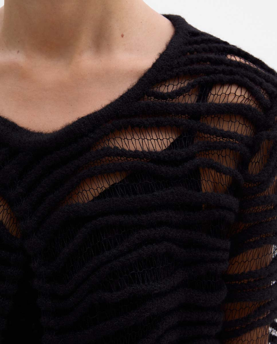 Gilet long tricot fantaisie