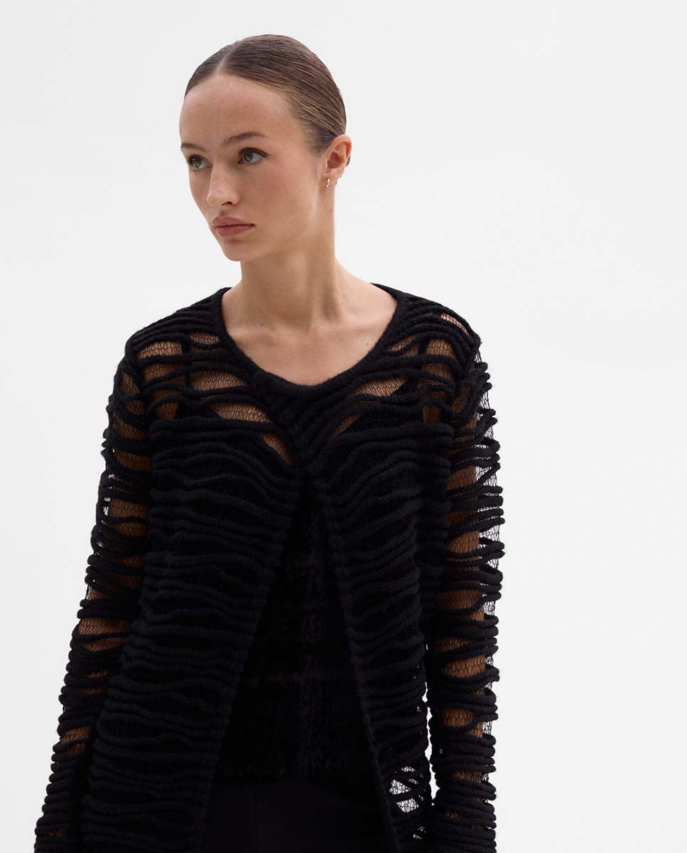 Gilet long tricot fantaisie