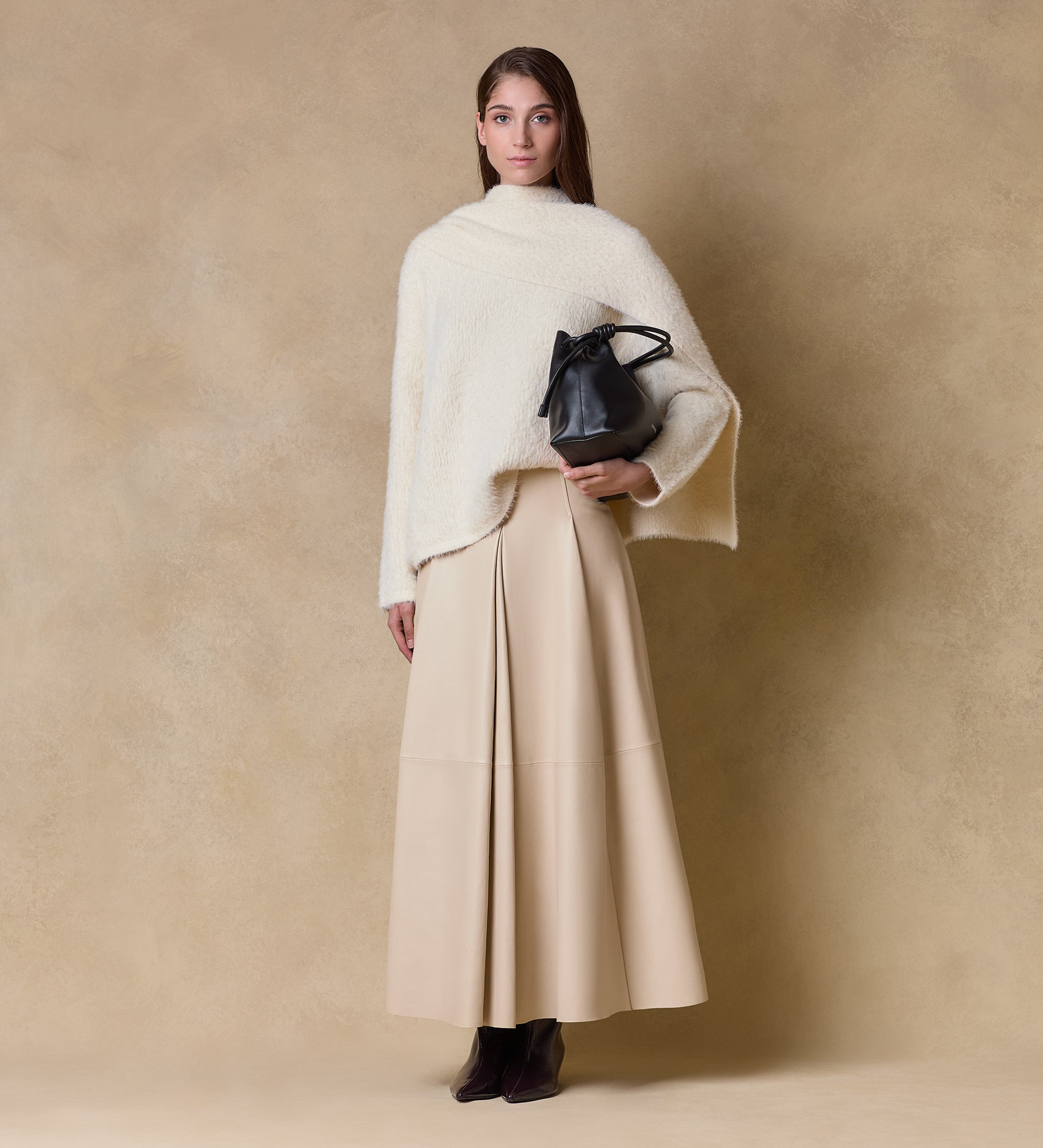 Fur effect scarf sweater