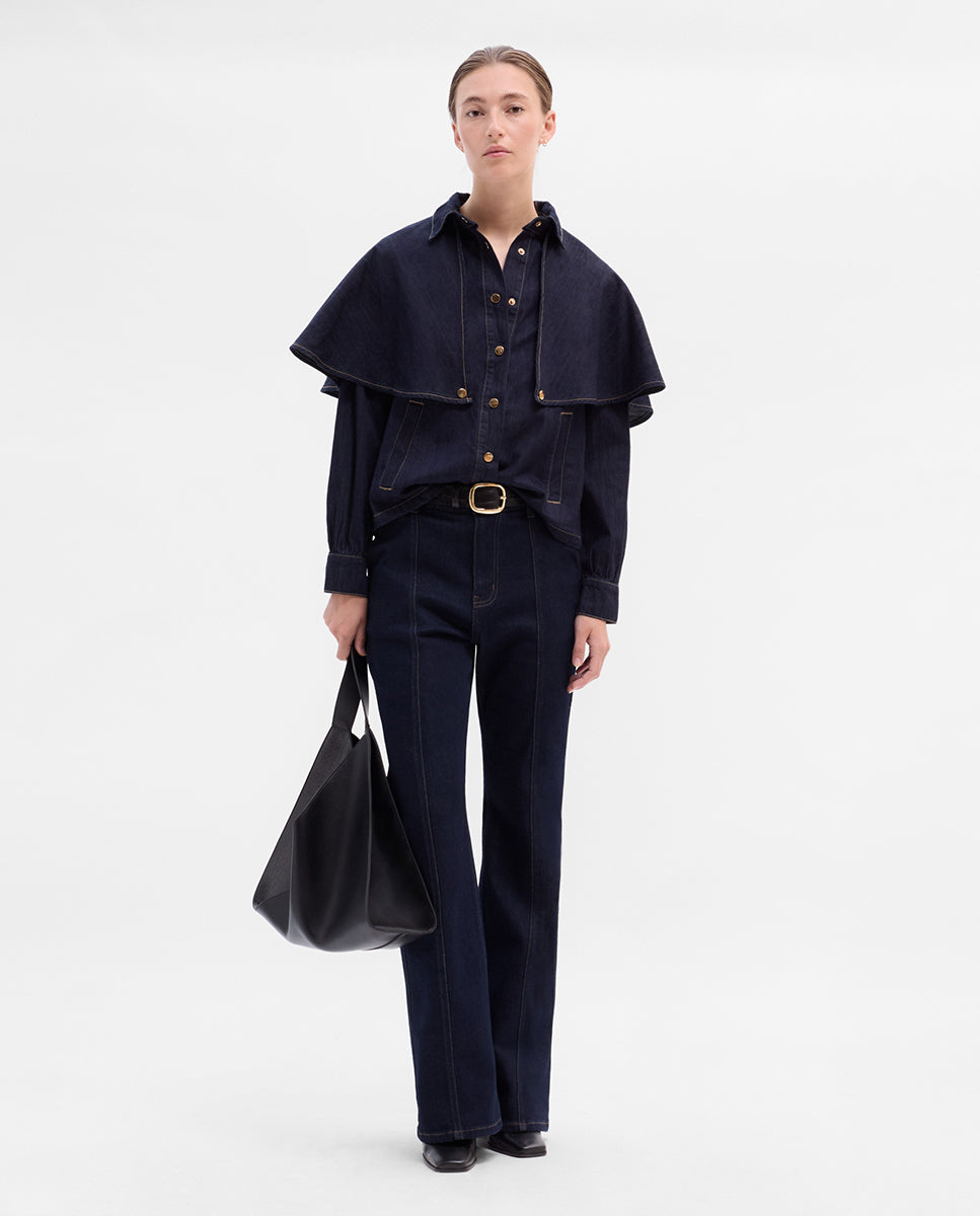Denim cape blouse