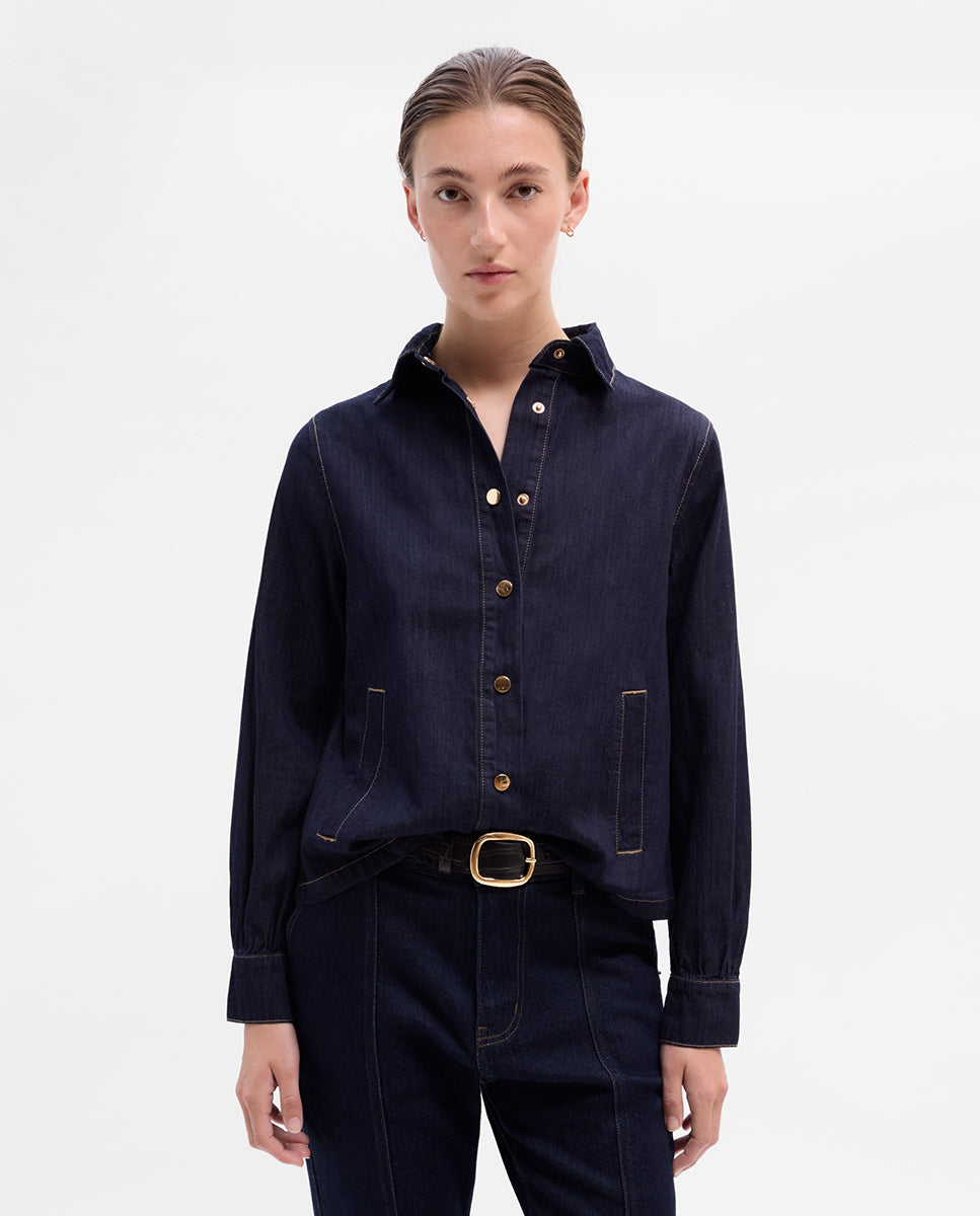Denim cape blouse