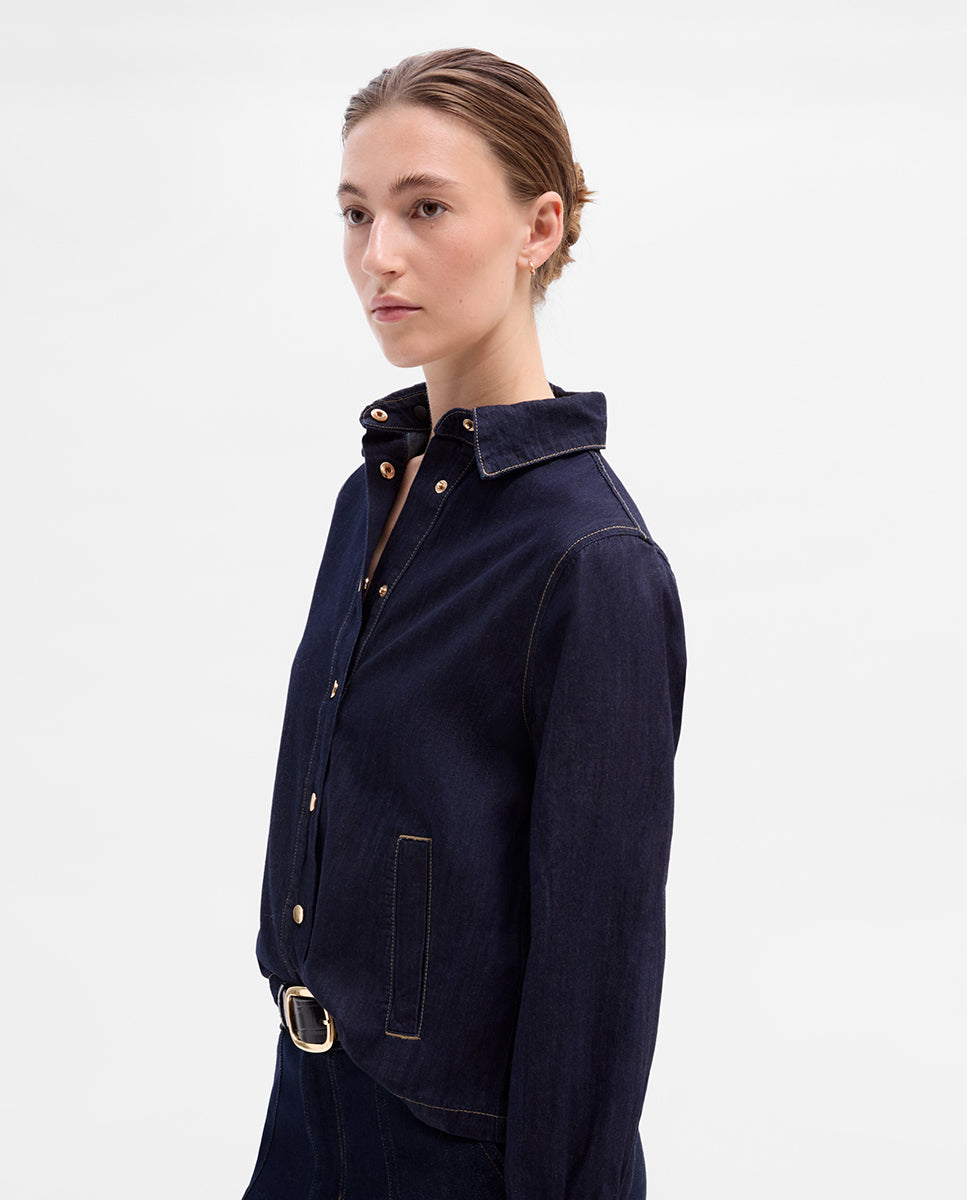 Denim cape blouse