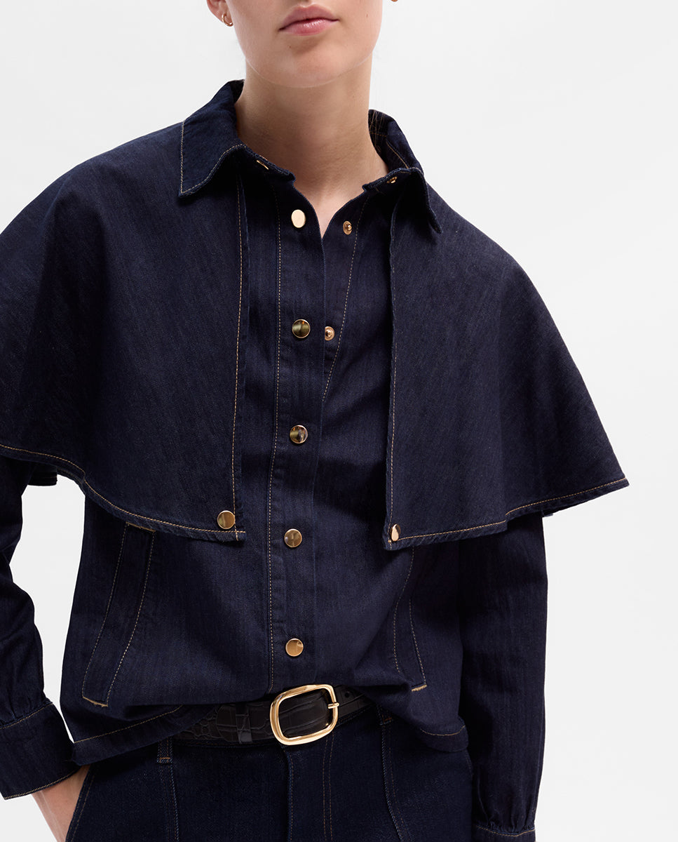 Denim cape blouse