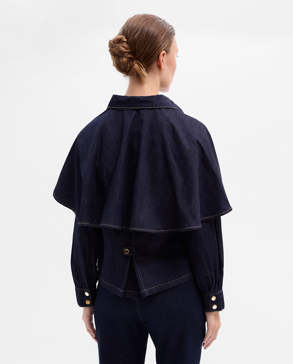 Denim cape blouse
