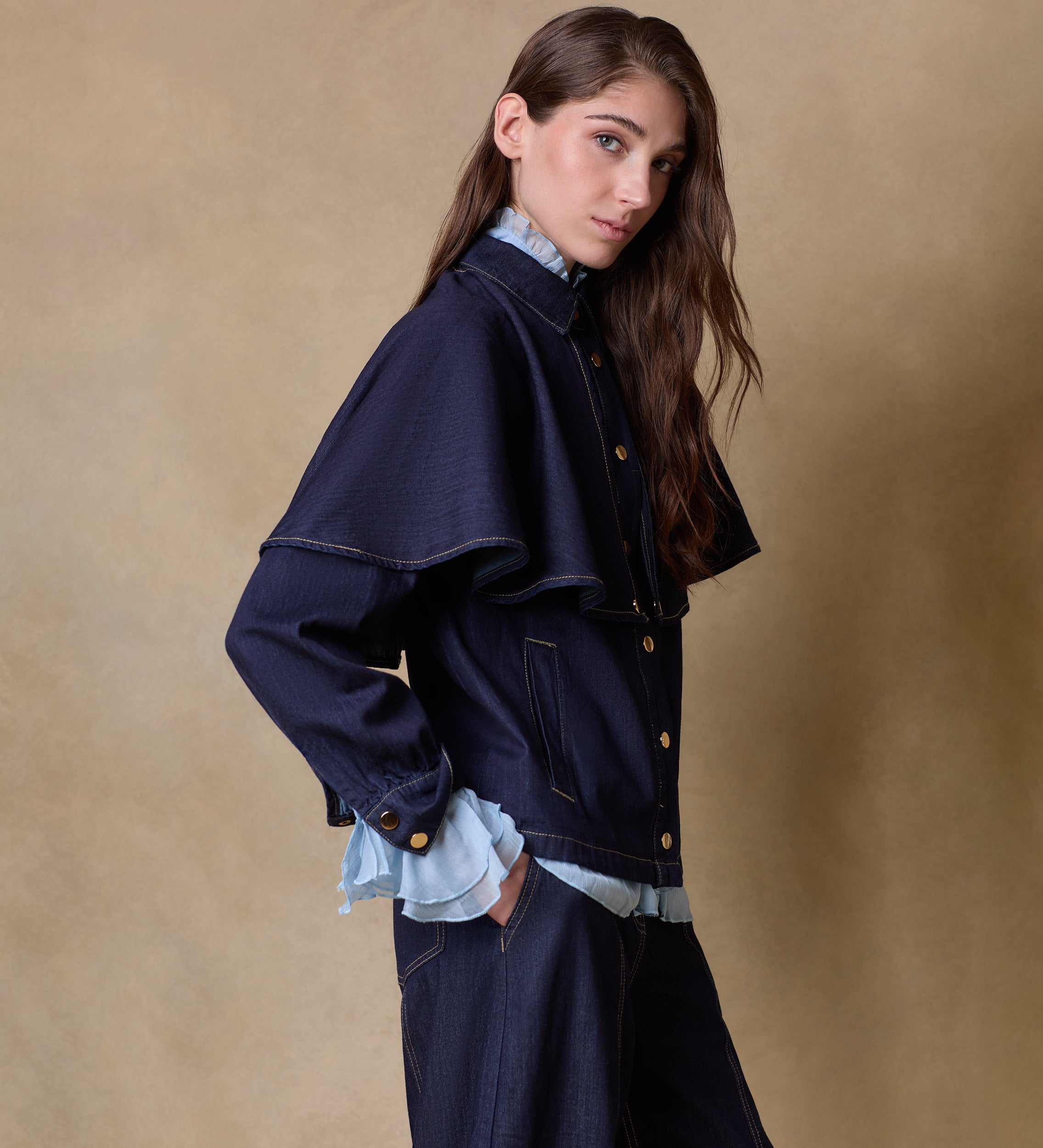 Blusa capa denim