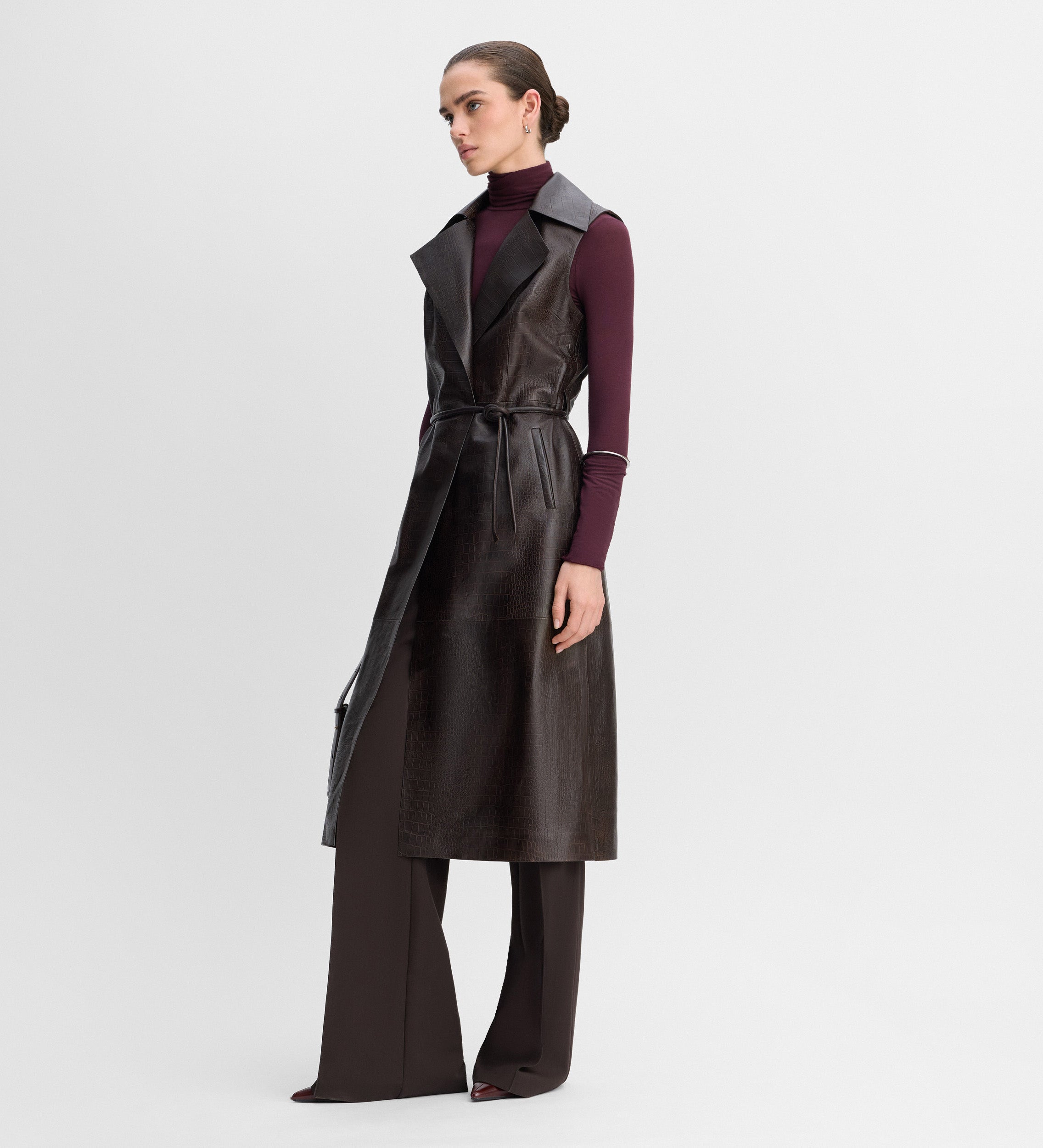 Embossed leather vest