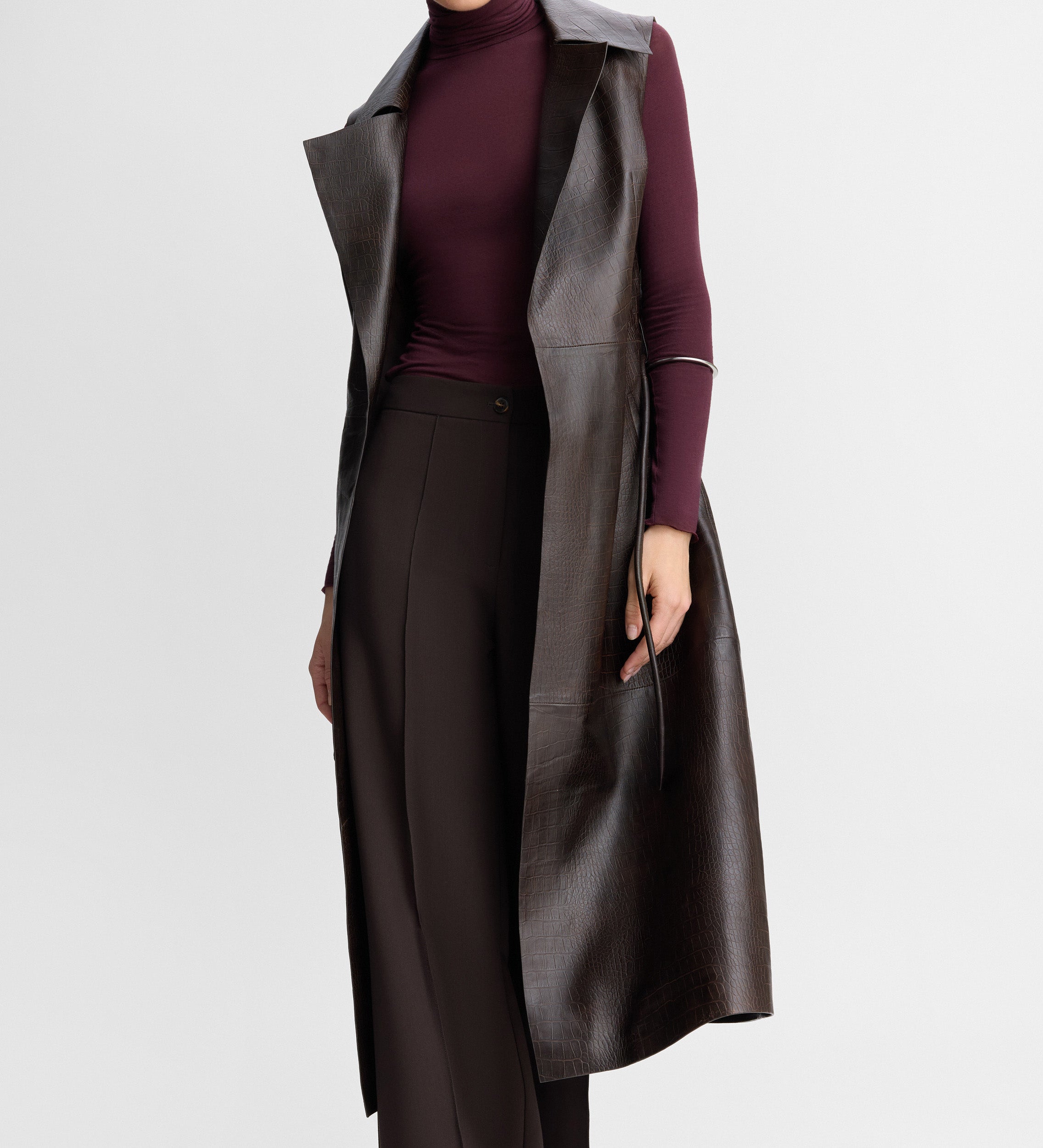 Embossed leather vest