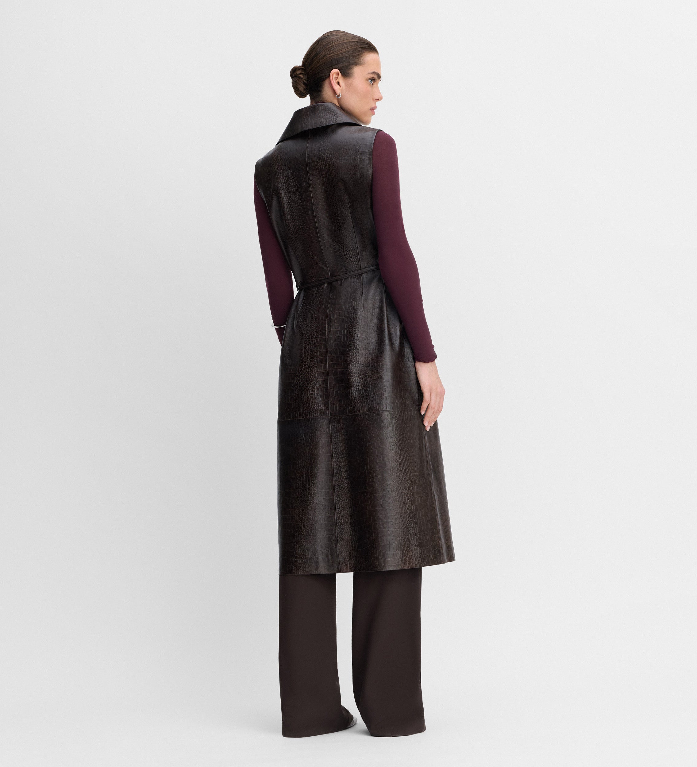 Embossed leather vest