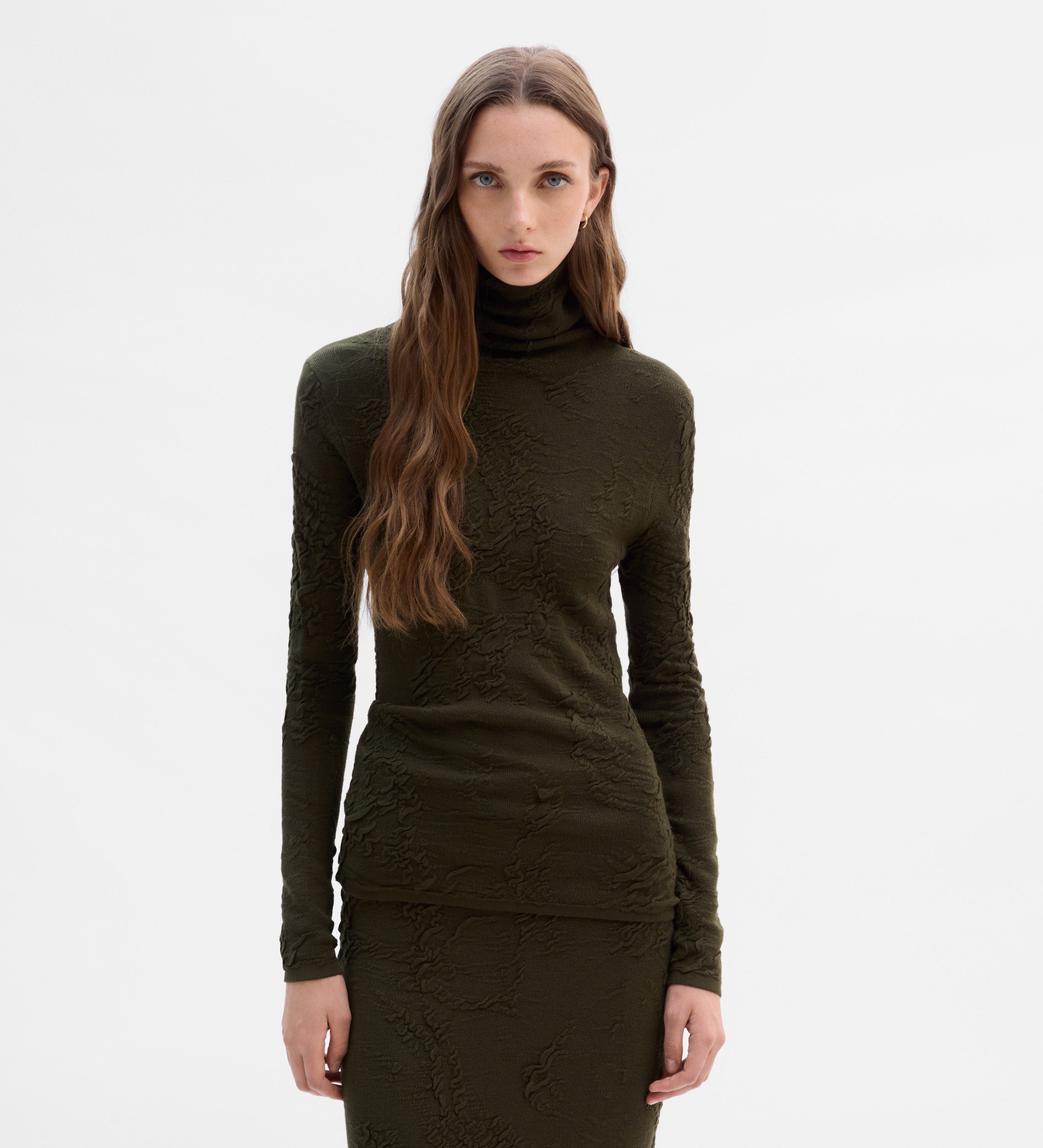 Jersey cuello alto textura