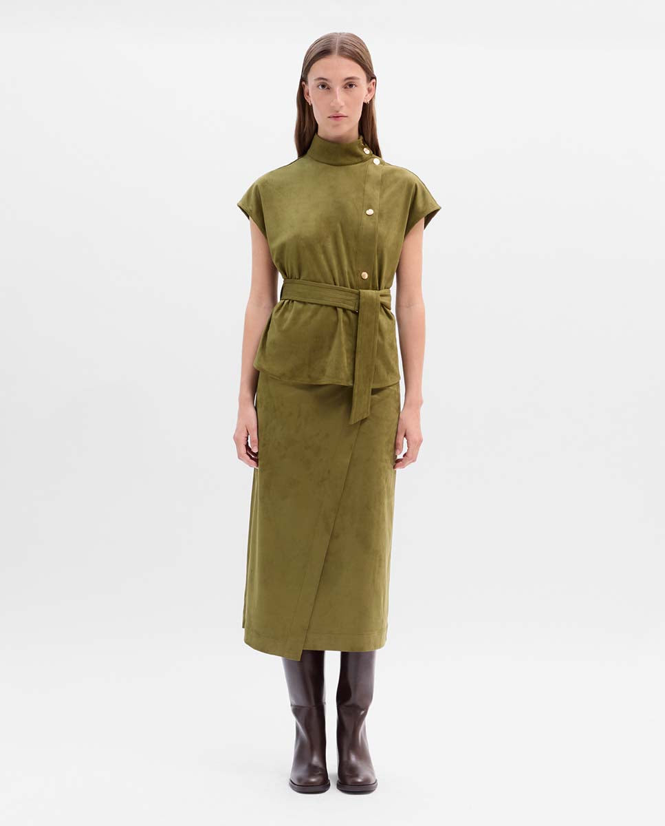 Suede top with a strap neck