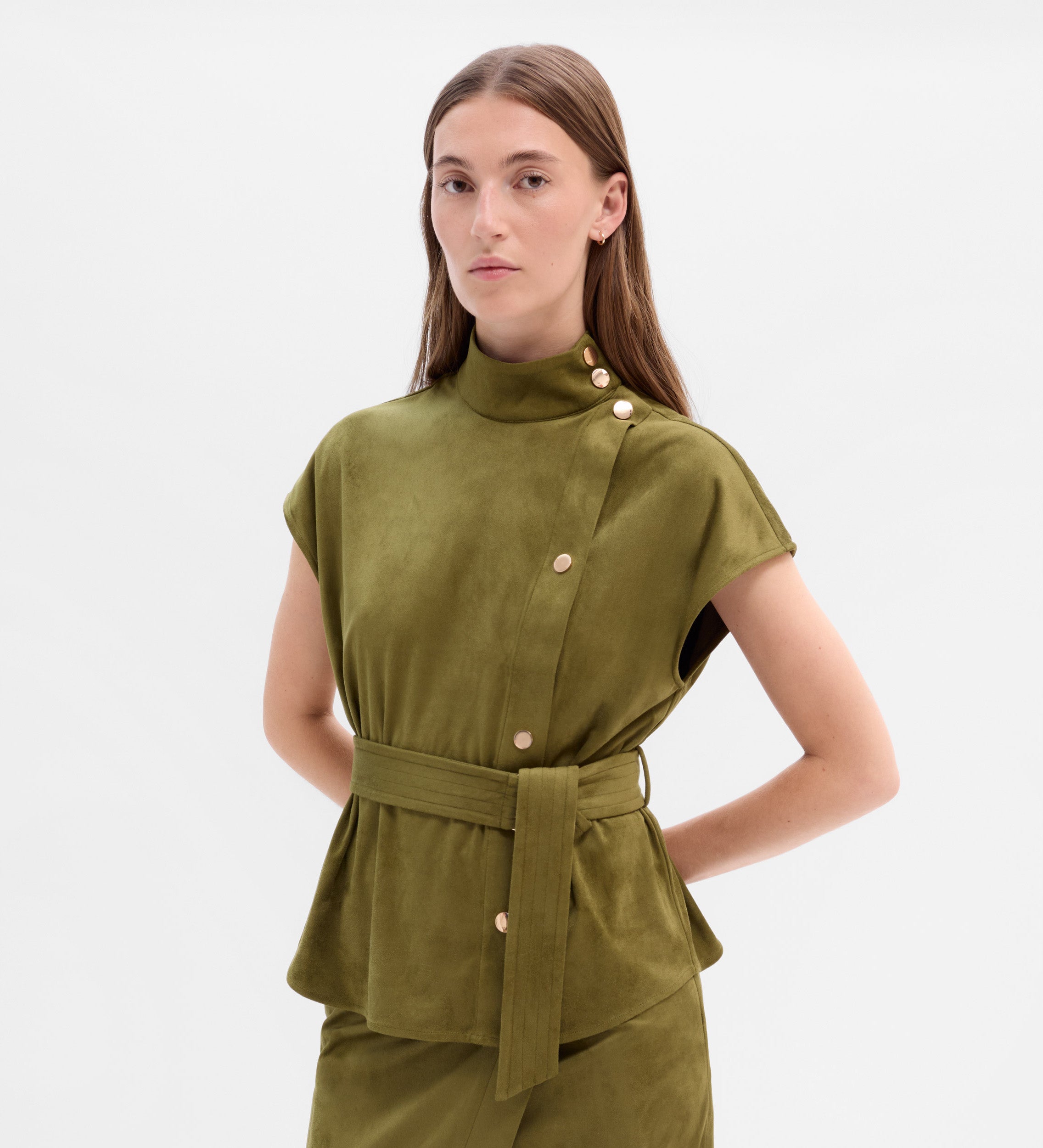 Haut daim col à bretelles