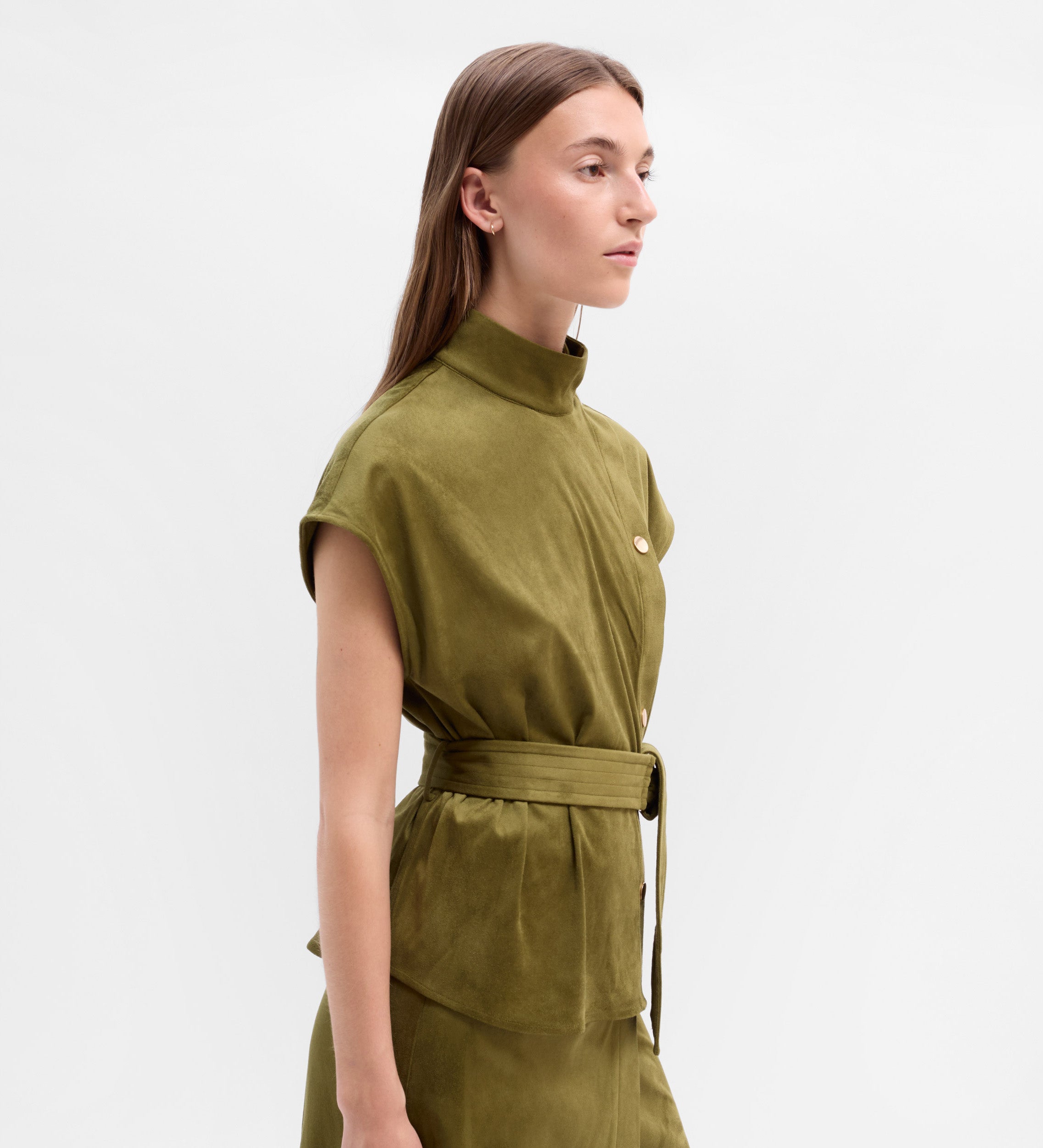 Haut daim col à bretelles