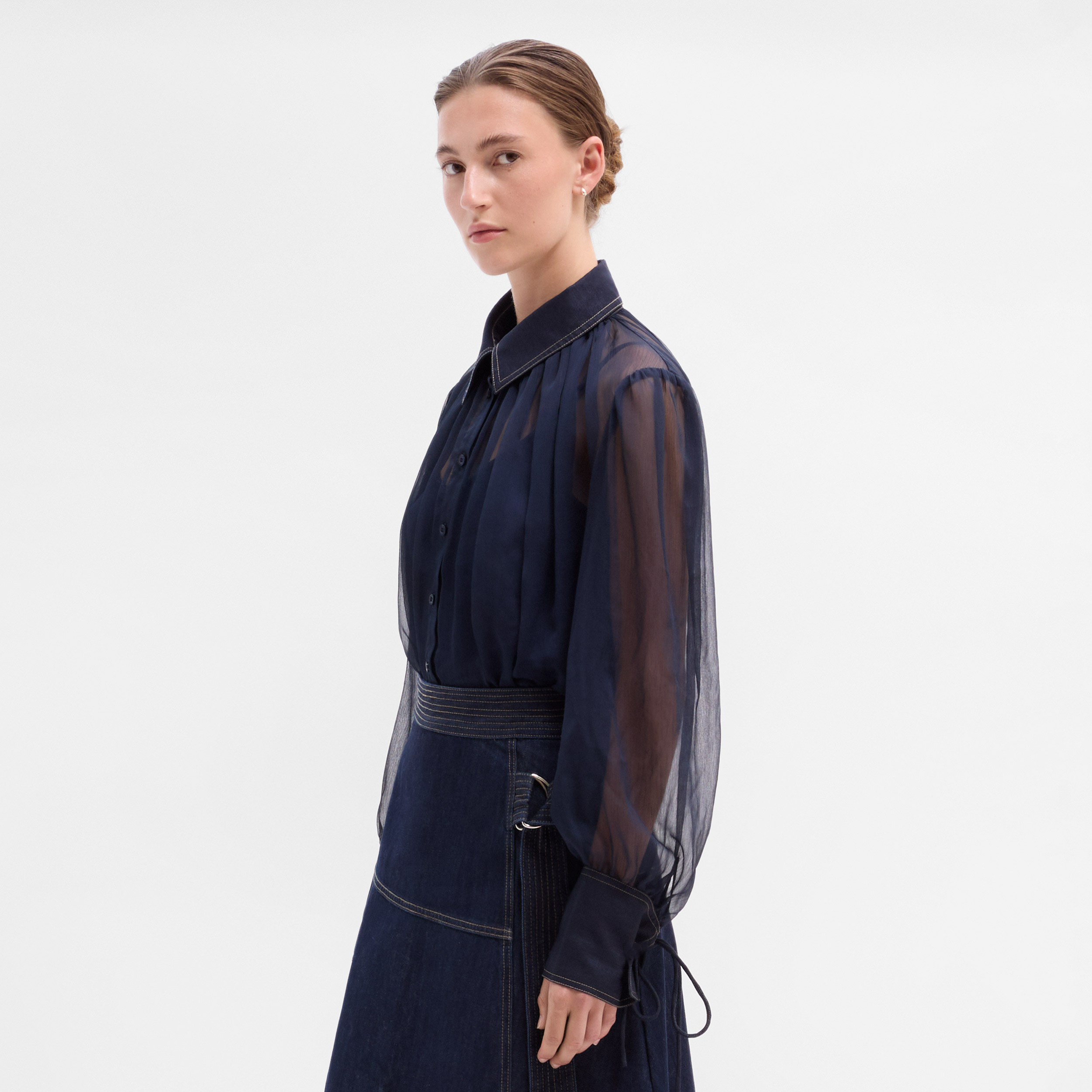 Combined chiffon blouse