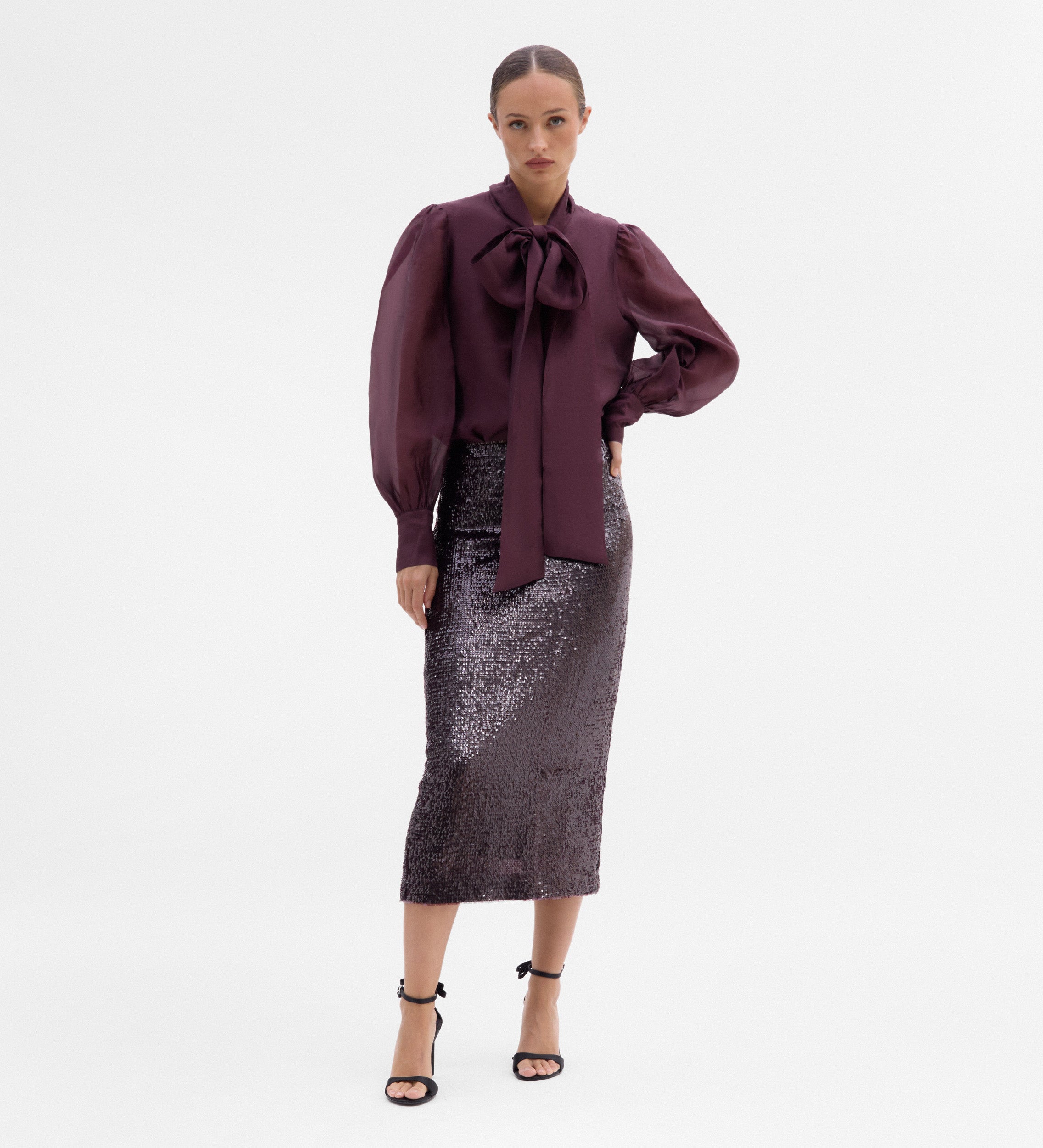 Sequin midi skirt