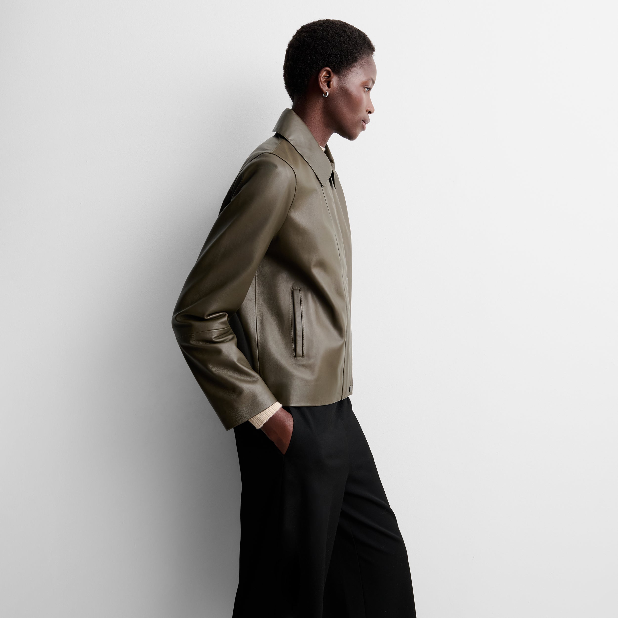 Short faux leather jacket