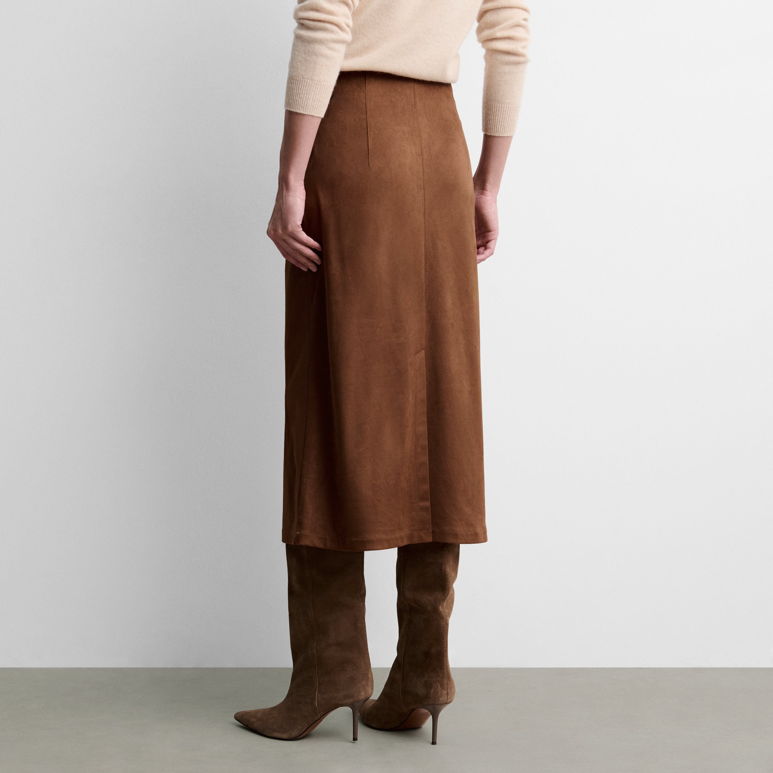Faux suede midi skirt