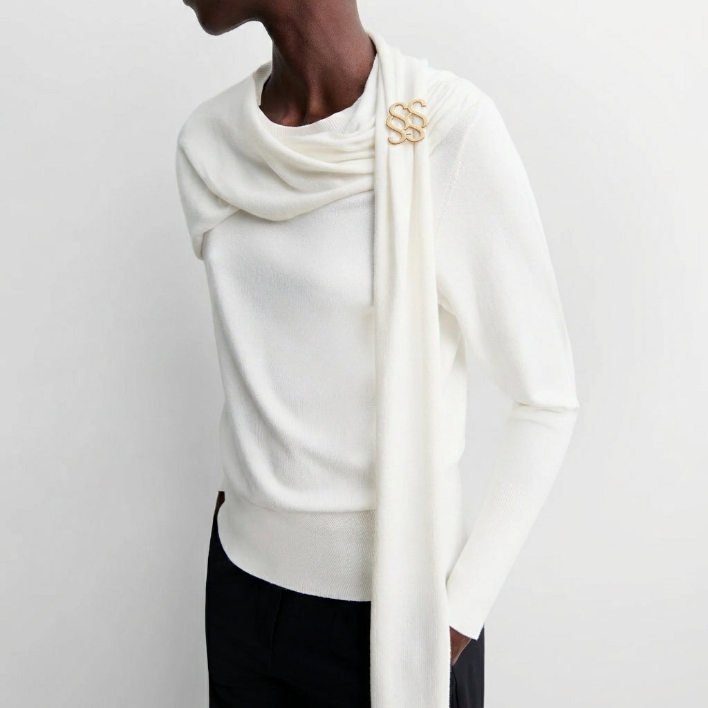 Sweater with scarf collar