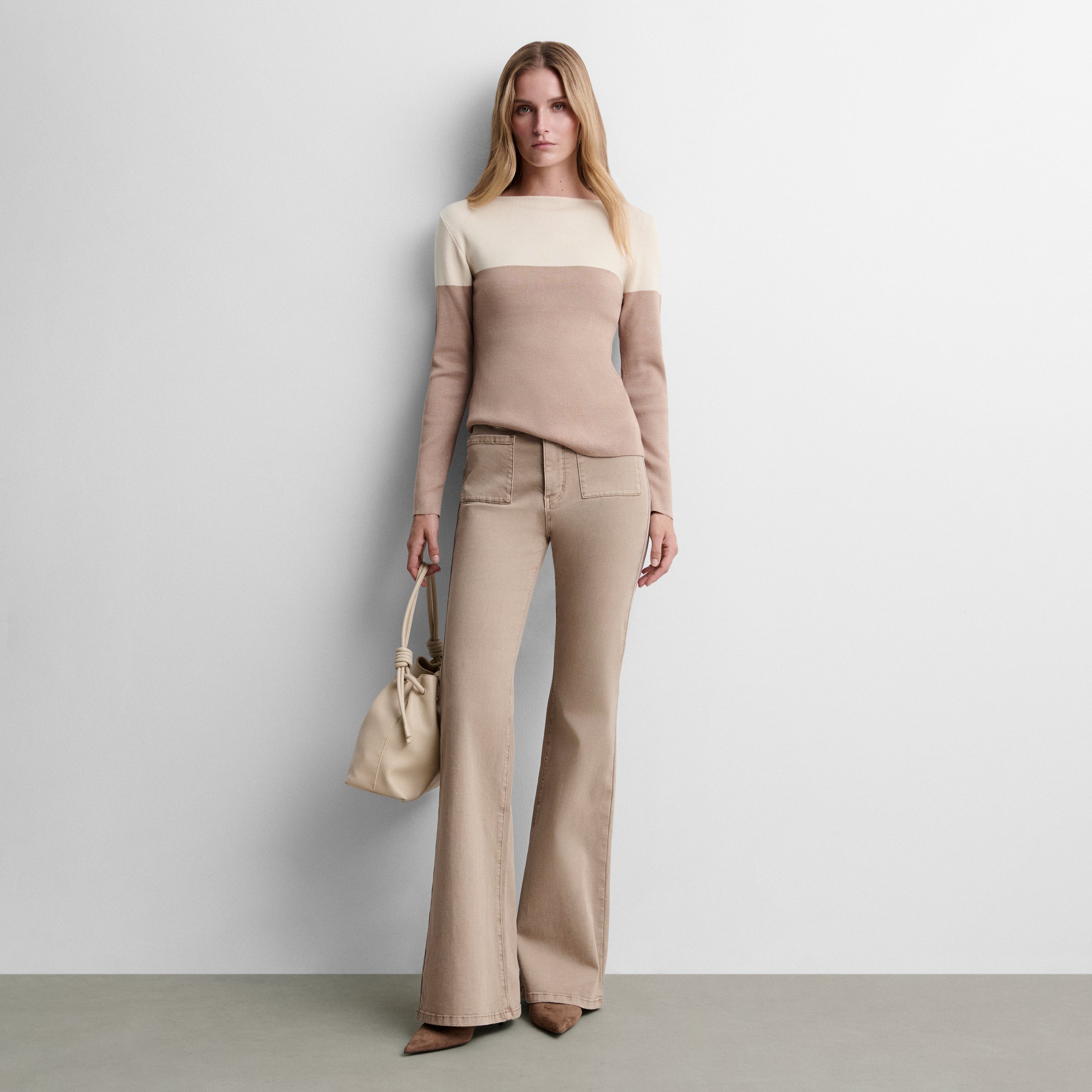 Two-tone knit sweater
