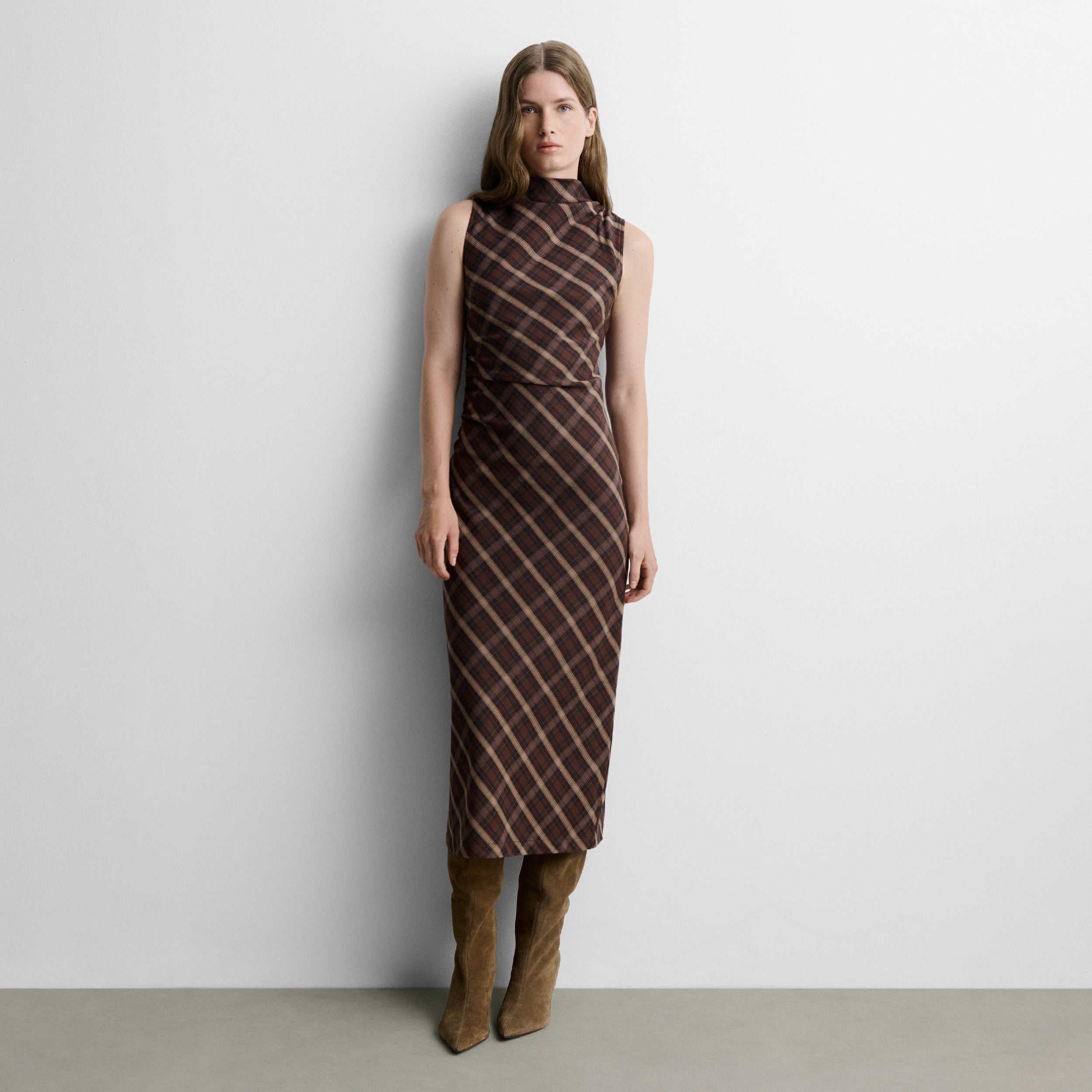 Vestido midi estampado cuadros