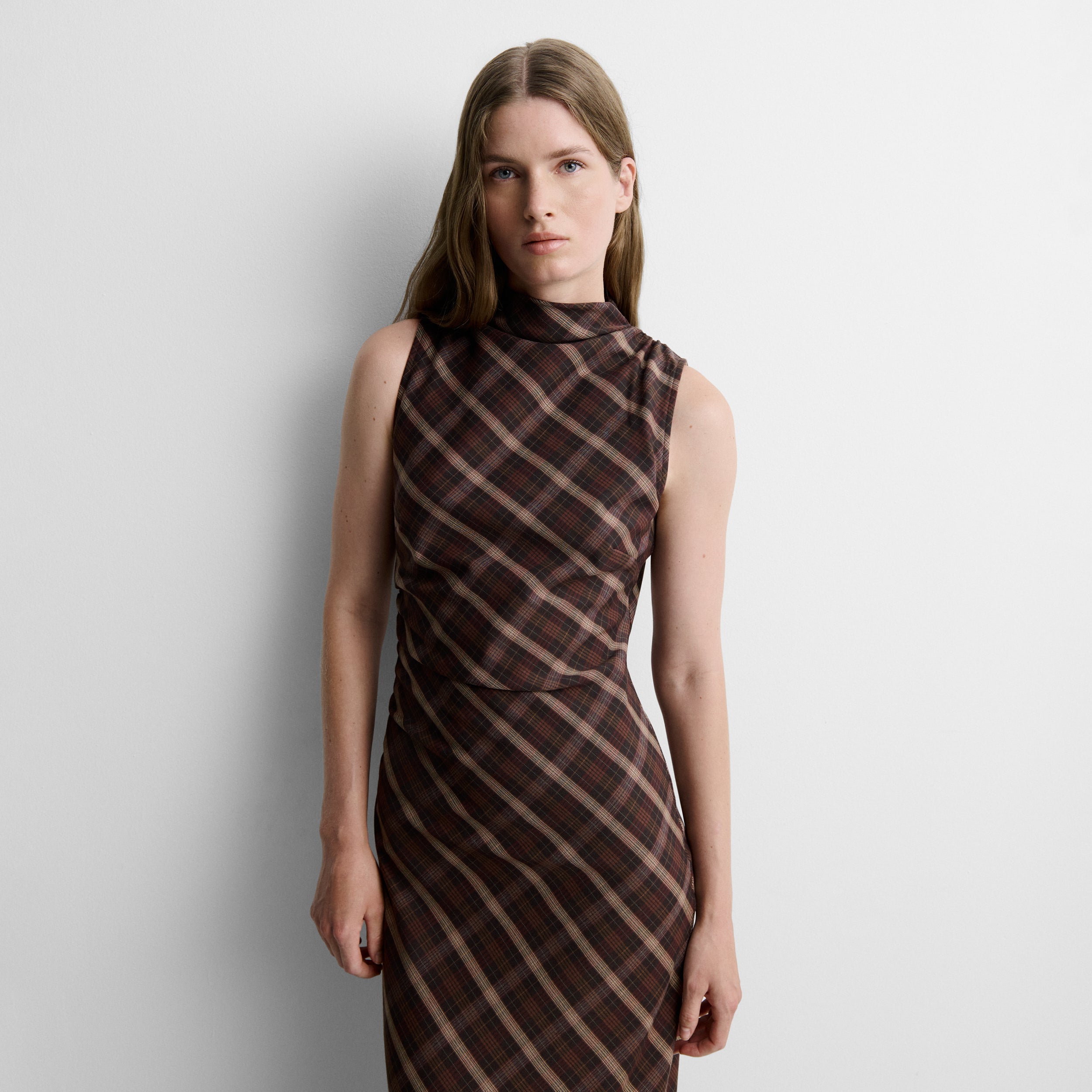 Vestido midi estampado cuadros