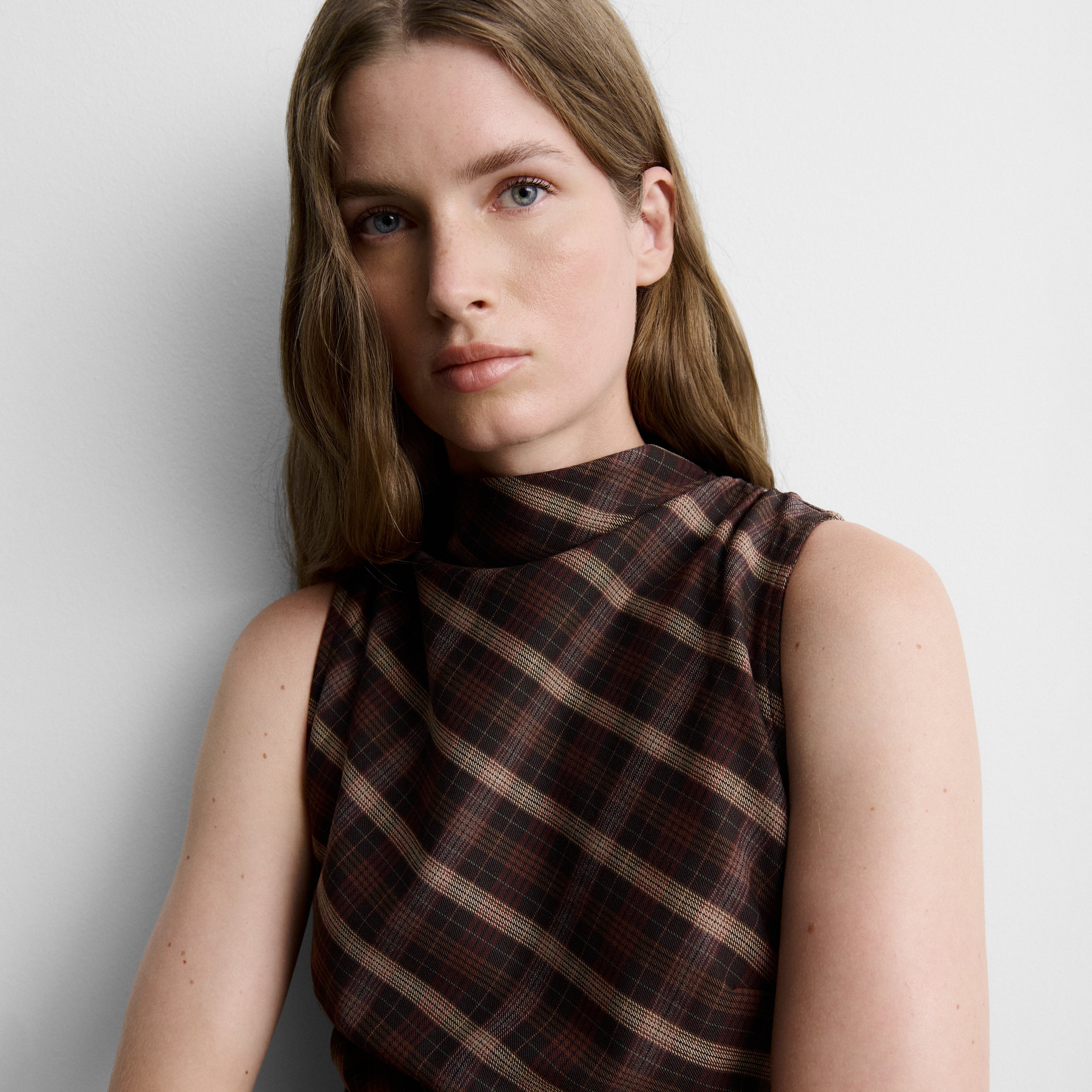 Vestido midi estampado cuadros