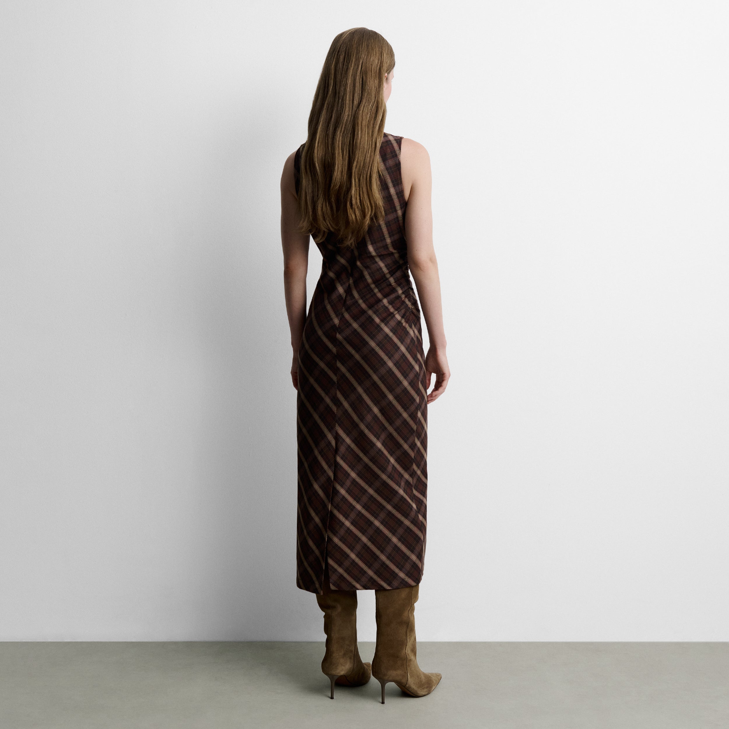 Vestido midi estampado cuadros
