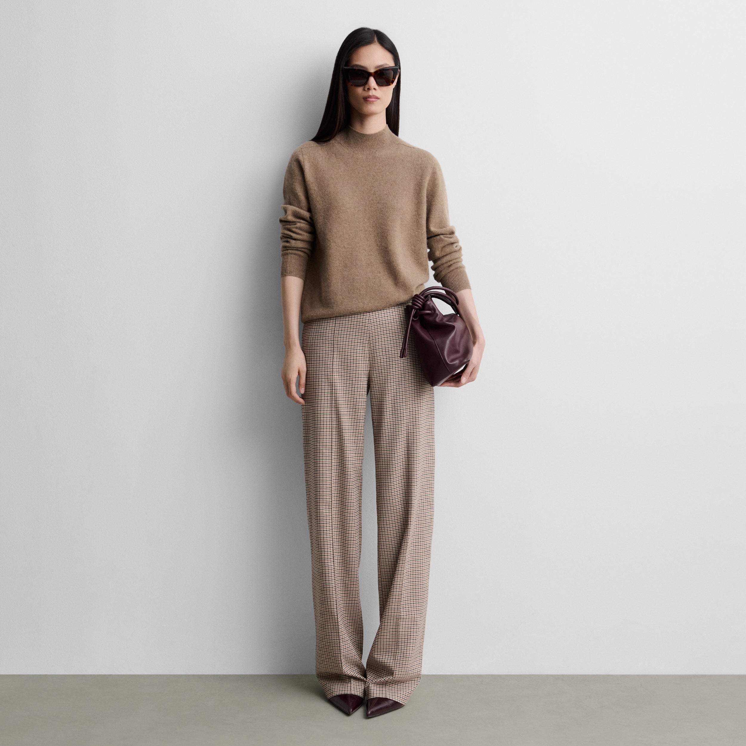 Straight checked trousers
