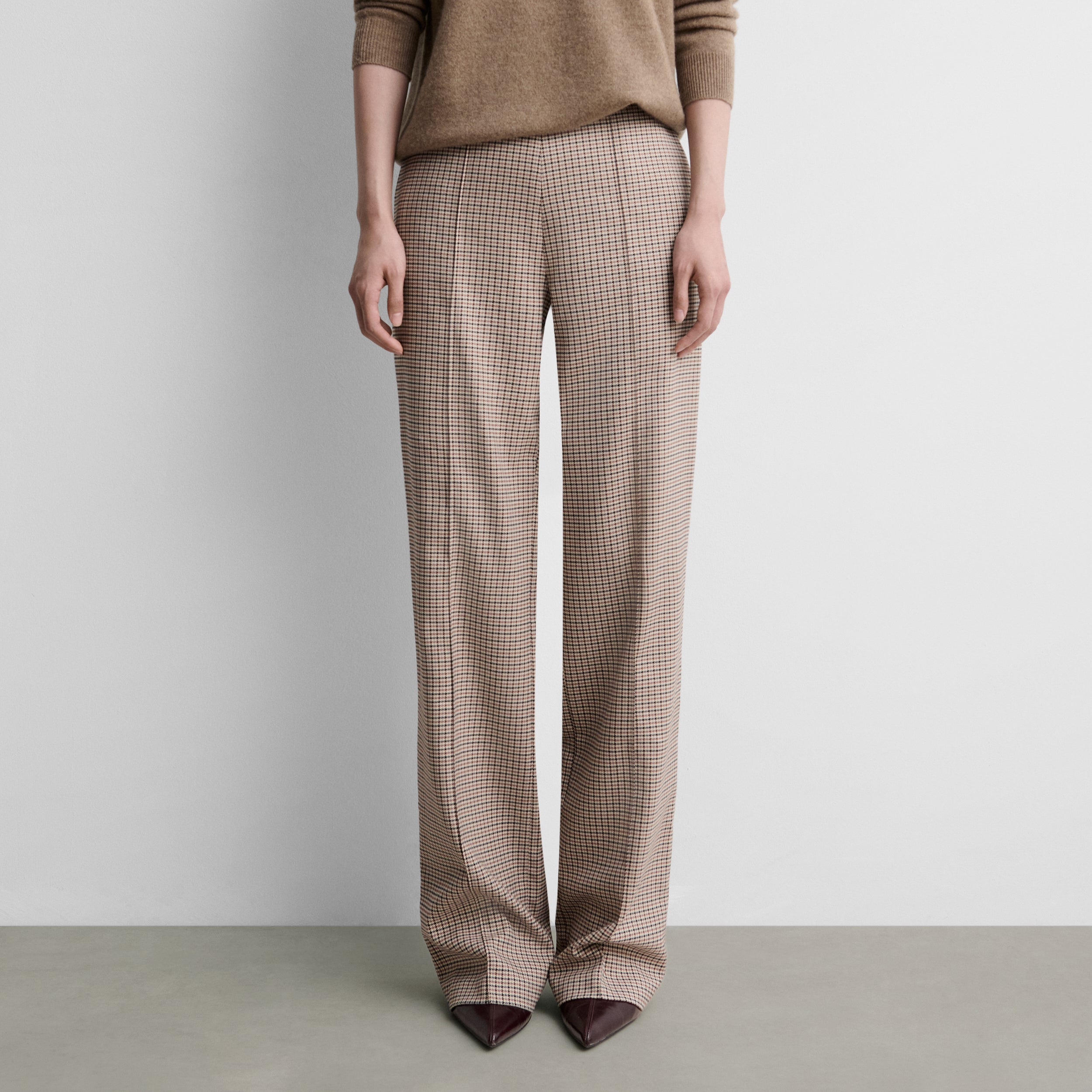 Straight checked trousers